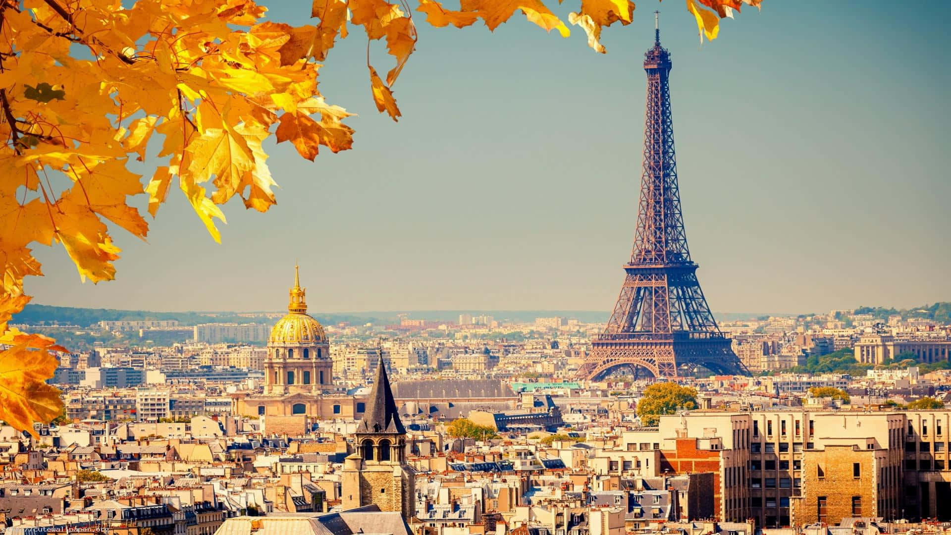 The Eiffel Tower Lit Up At Night In Paris, France Background