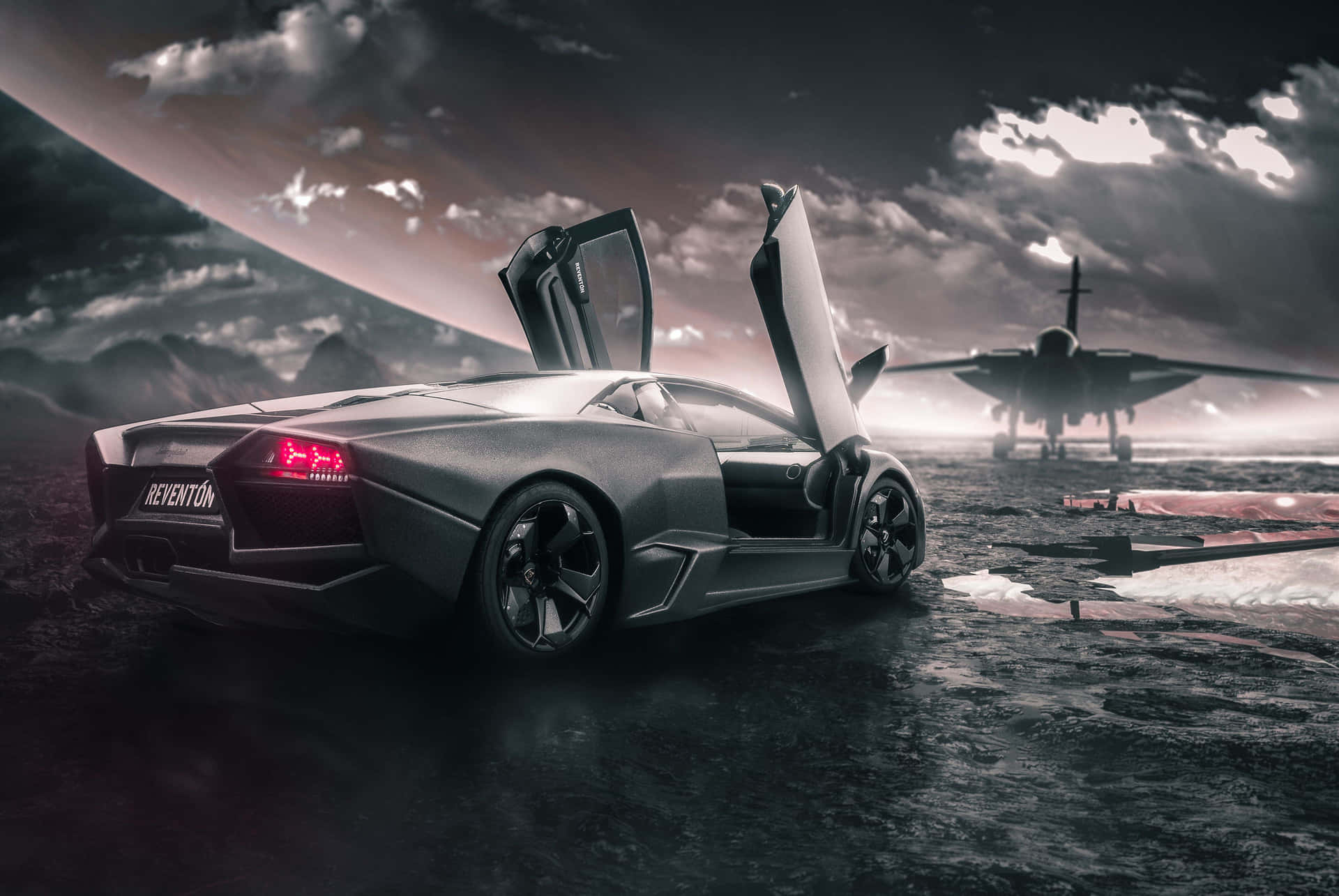 The Elegance And Excitement Of Jet And Car Background