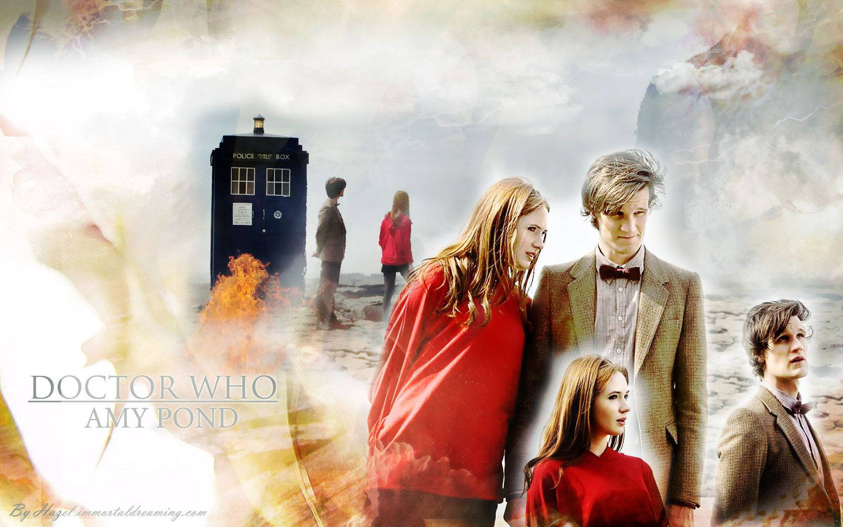 The Eleventh Doctor And Amy Pond Of Doctor Who In The Tardis