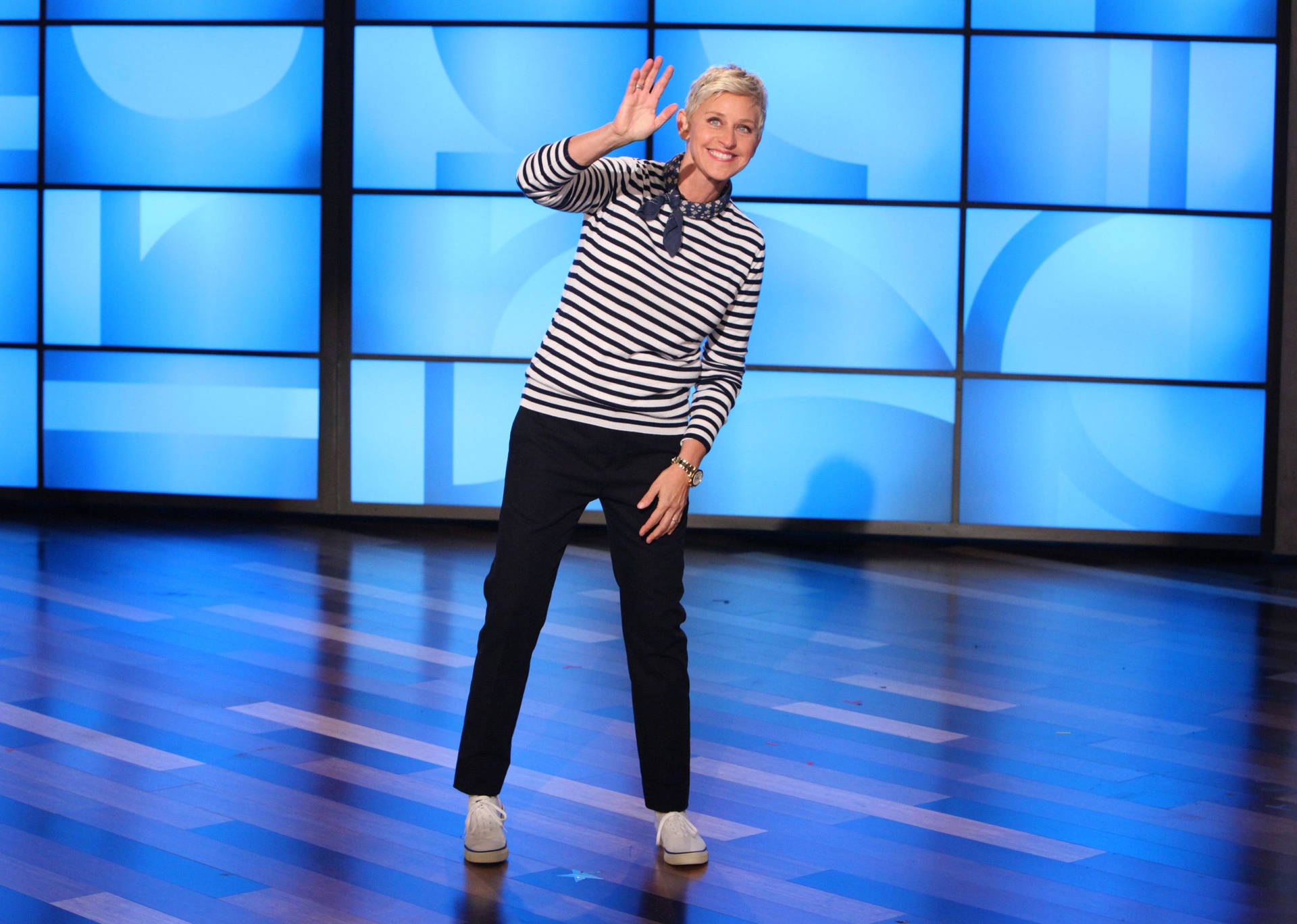 The Ellen Show In Striped Shirt