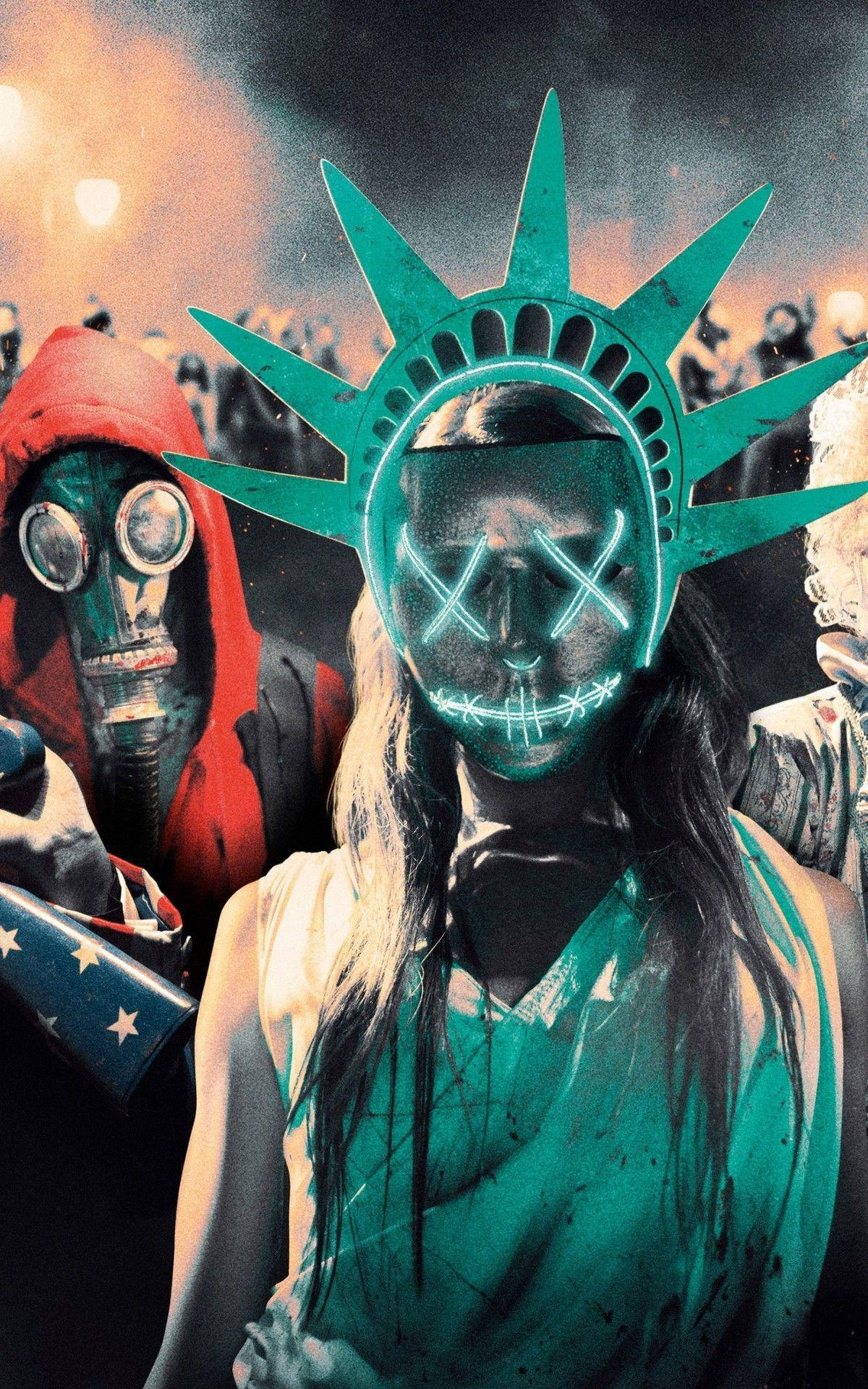 The Embodiment Of Fear - Lady Liberty In The Purge Background
