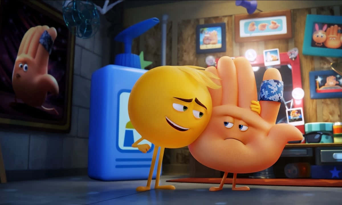 The Emoji Movie Gene Meh And Hi-5 Scene Background