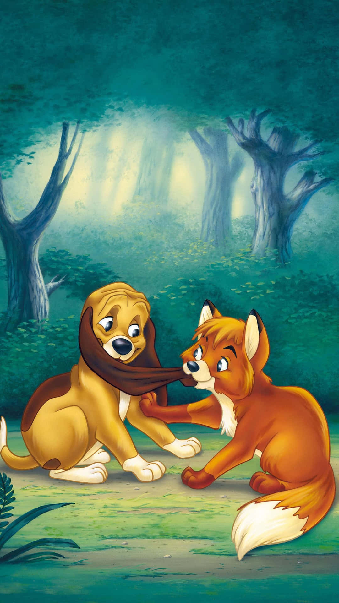 The Endearing Friendship Between Tod And Copper In The Fox And The Hound Background
