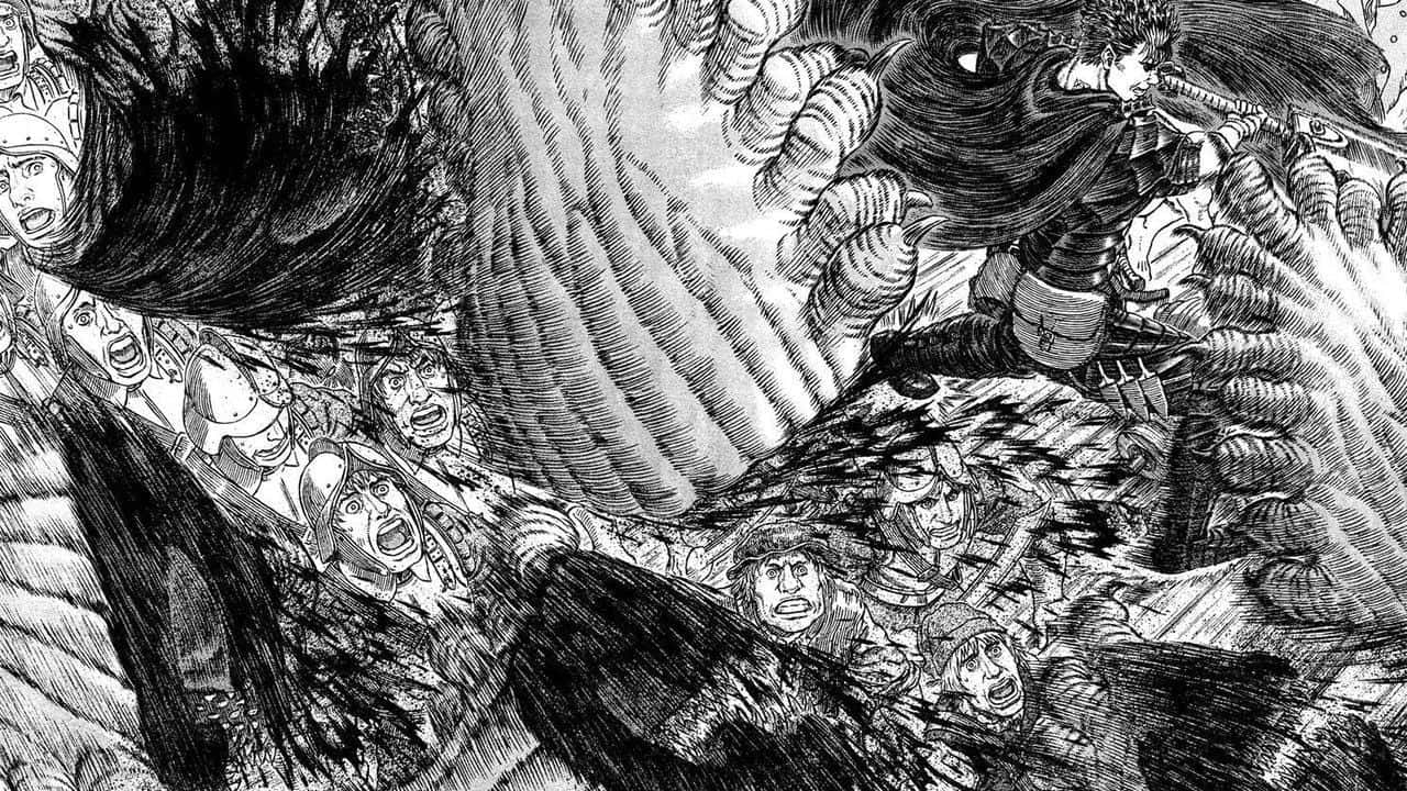 The Epic Battle Between Guts And Griffith From The Berserk Manga. Background