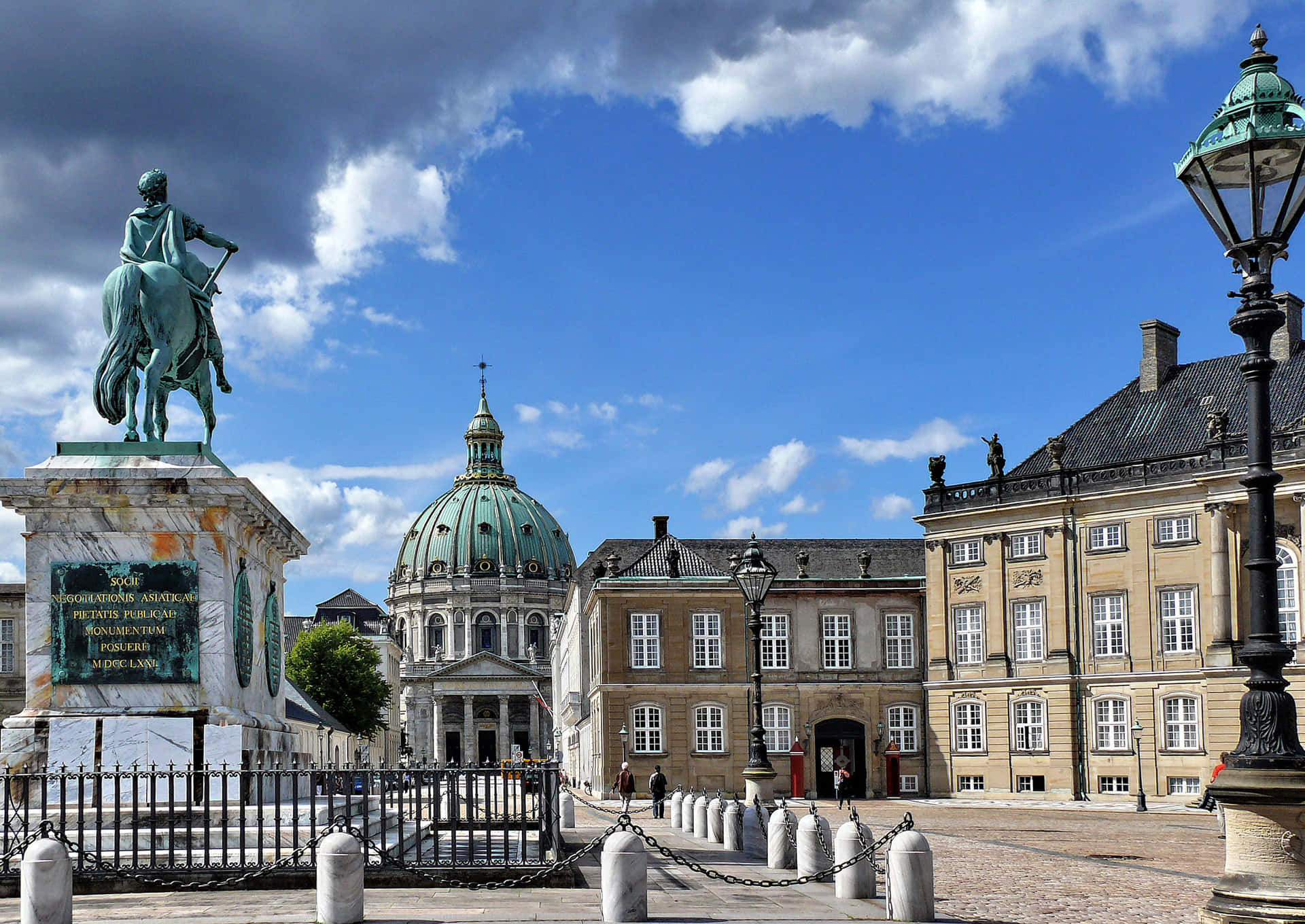 The Equestrian Statue In Amalienborg Palace Background