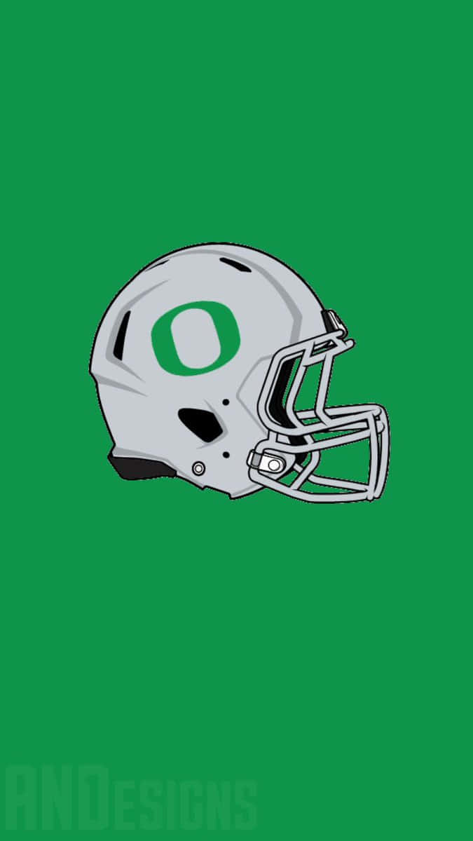 The Fabulous Oregon Ducks Logo On Football Field Background