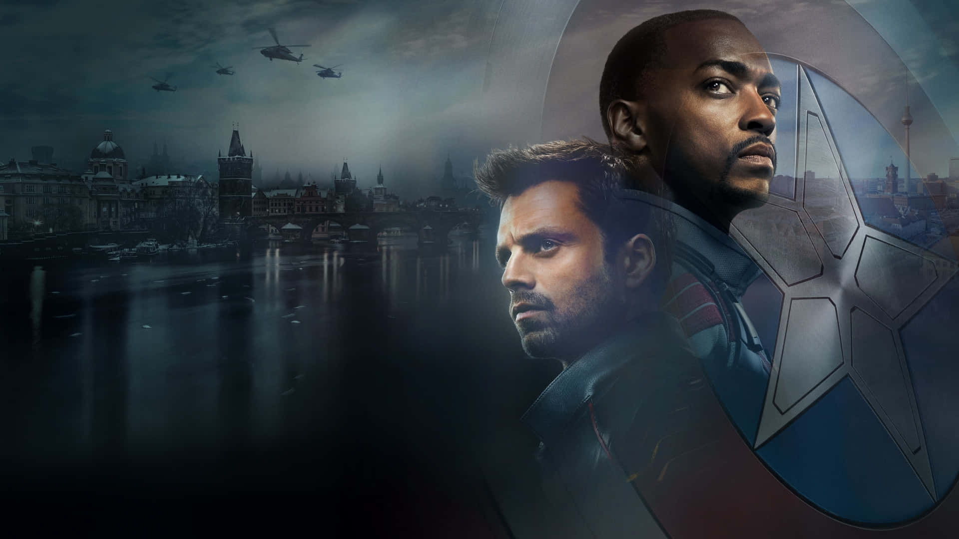 The Falcon And The Winter Soldier Dark Poster Background