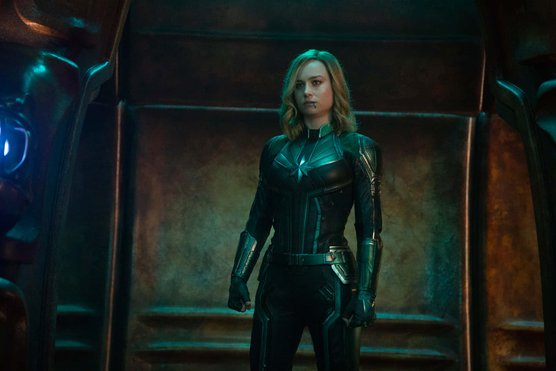 The Fearless Captain Marvel Takes Off Into The Sky Background
