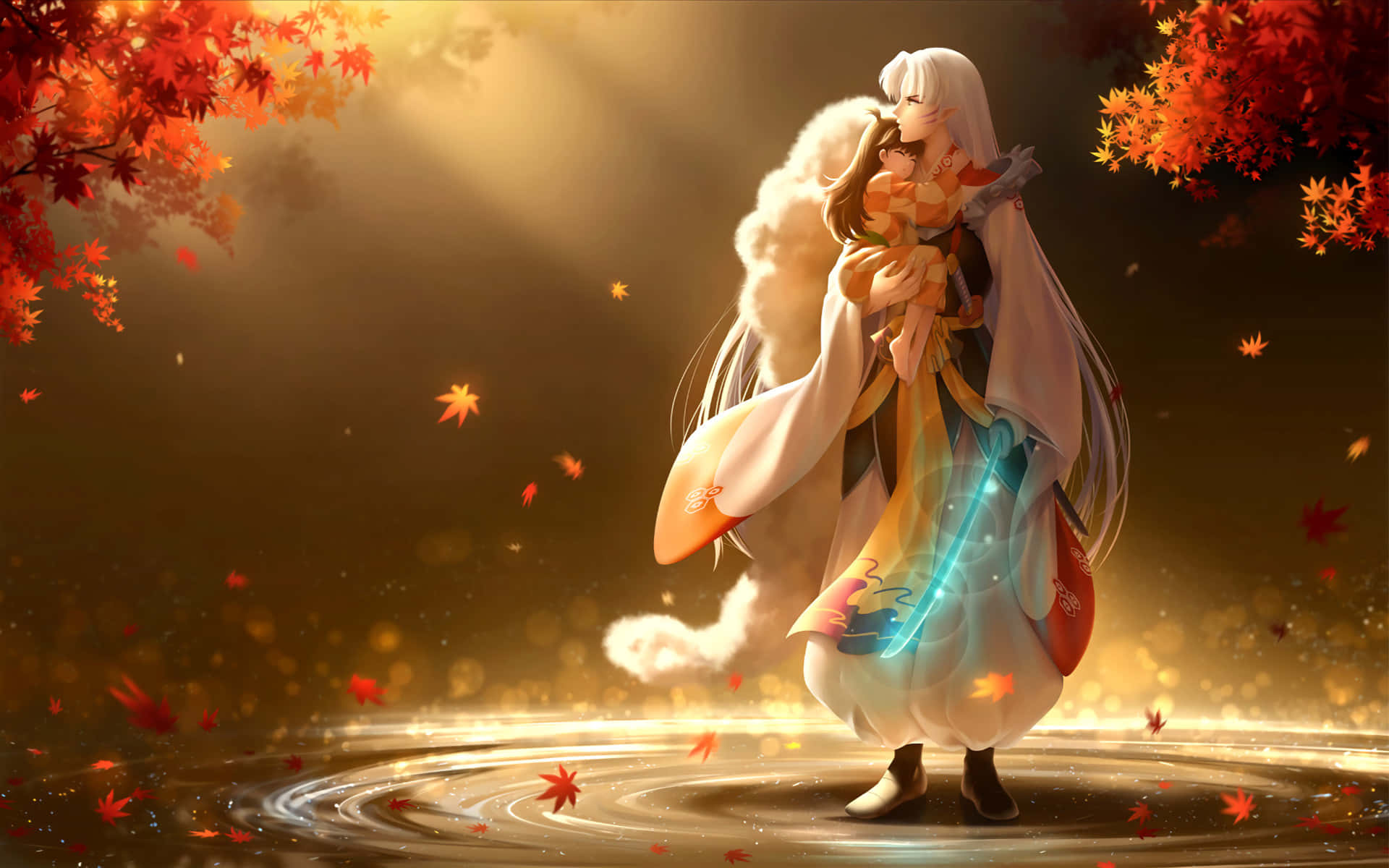 The Fearless Lord Sesshomaru In A Powerful Stance Background