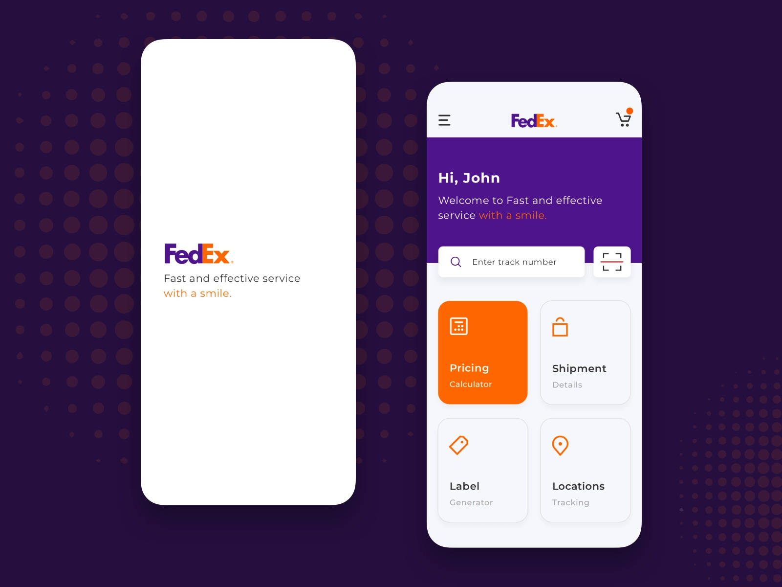 The Fedex Tracking Mobile App Homepage Screen Background