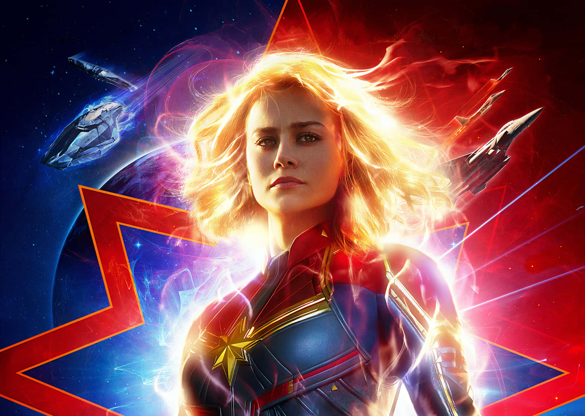 The Fierce And Heroic Captain Marvel Soars In This 3d Wallpaper!