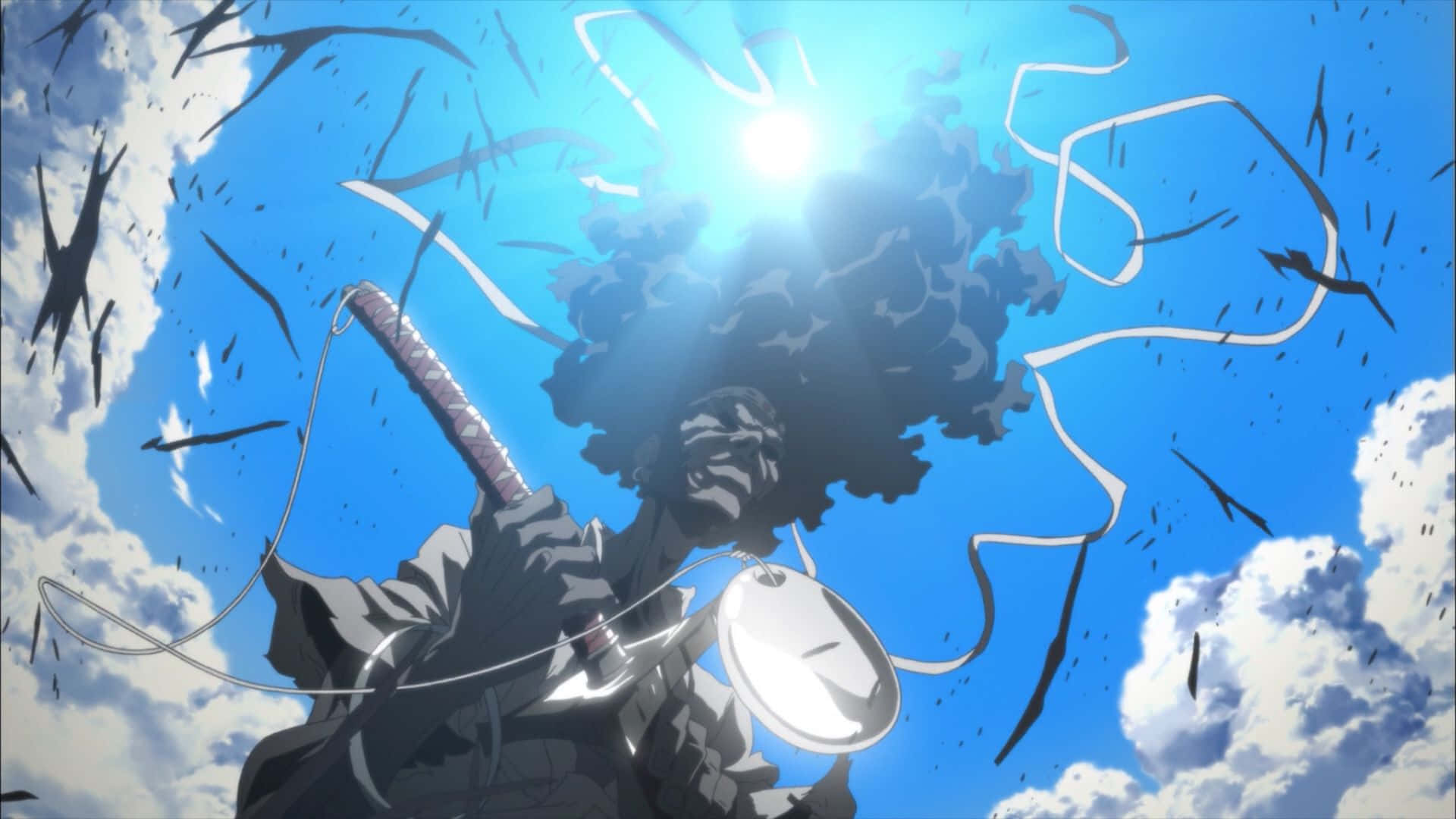 The Fierce And Legendary Afro Samurai Wielding His Katana Background