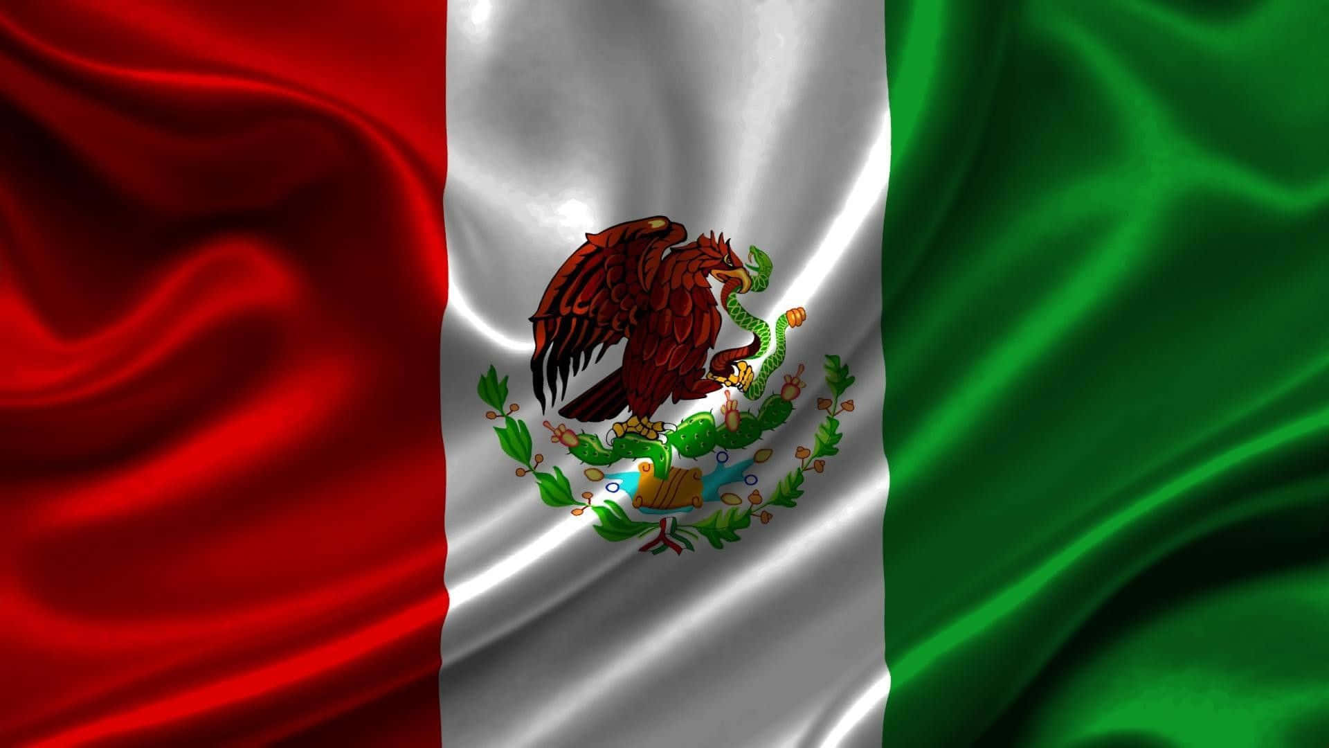 The Flag Of Mexico Is Shown In A Beautiful Way Background