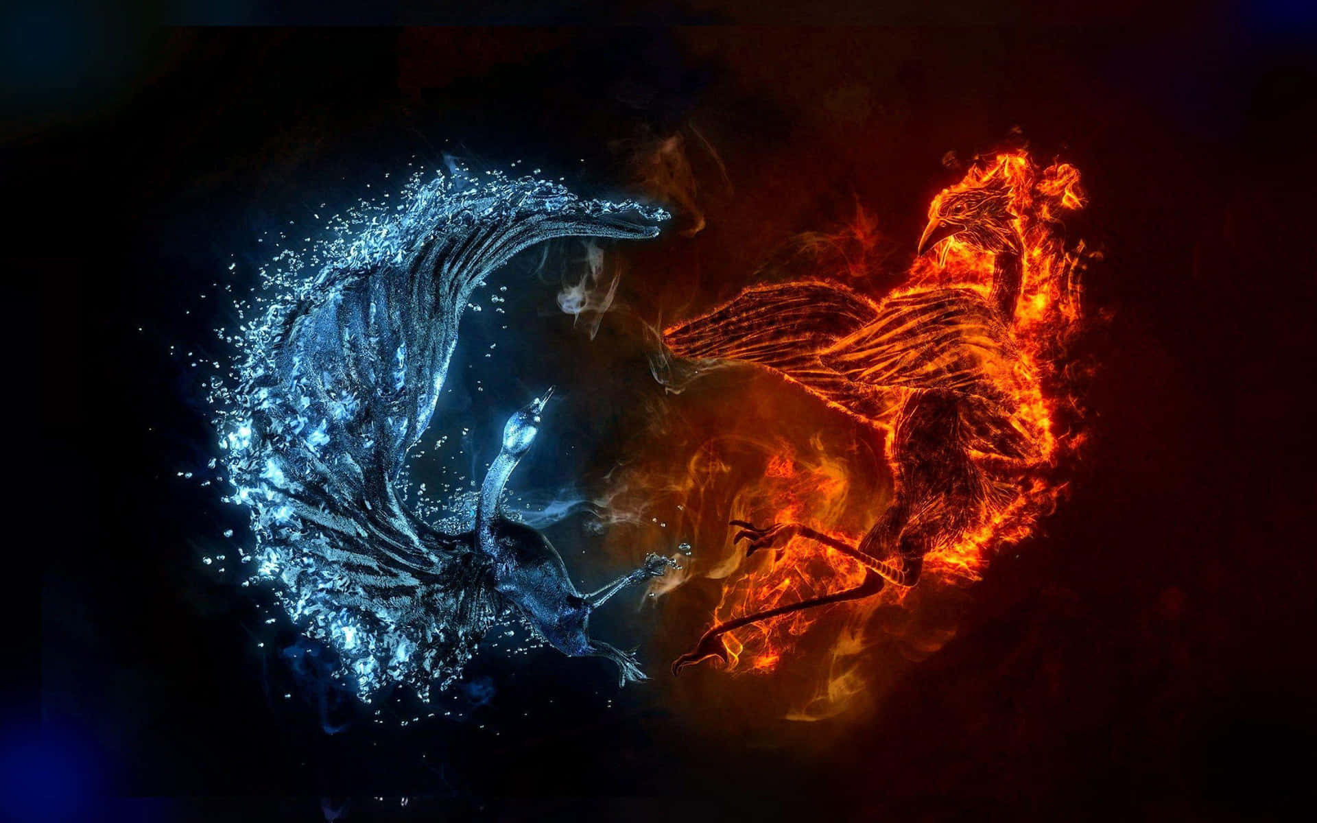 The Flaming Force And Healing Aqua Background