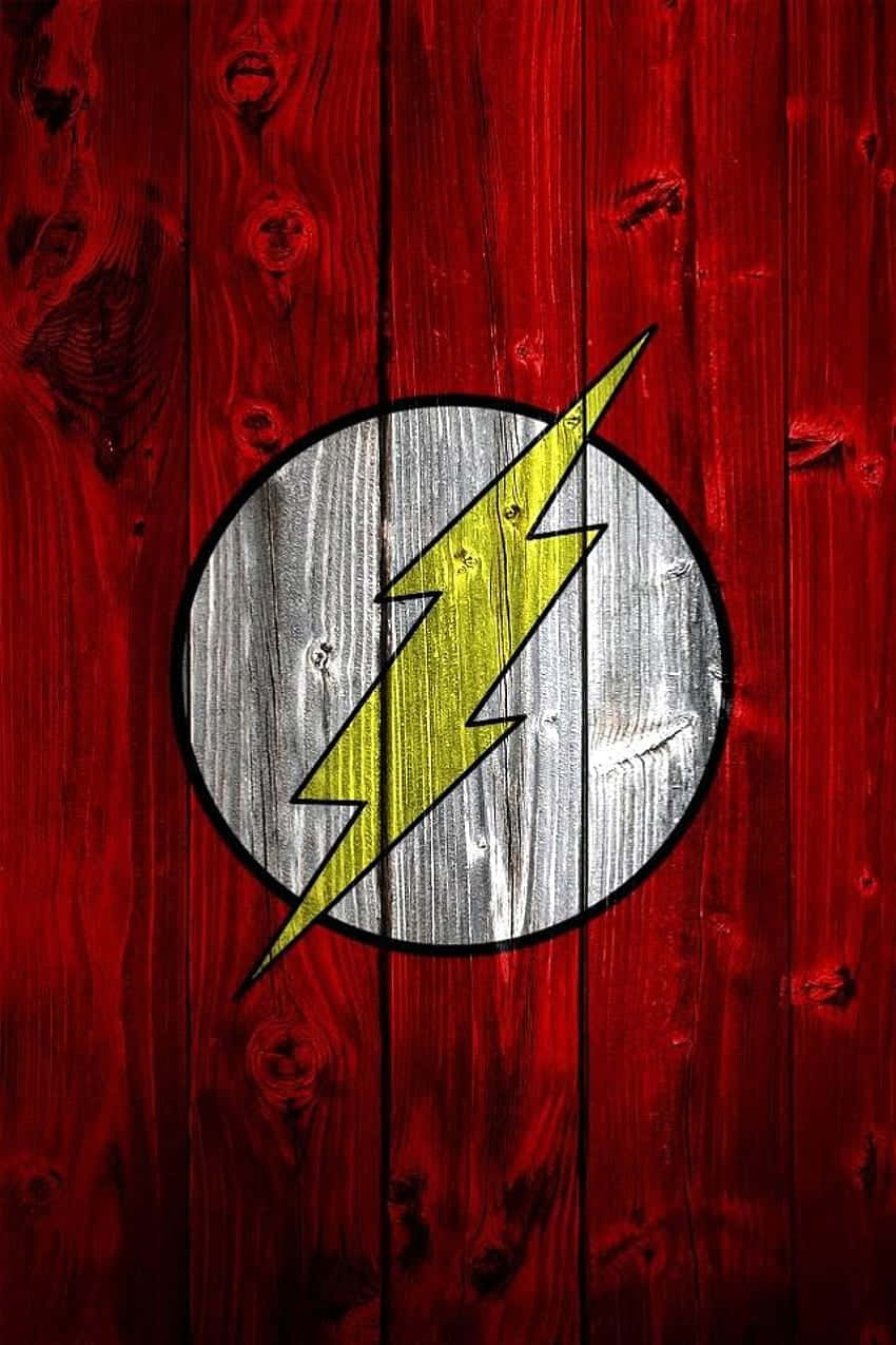 The Flash Logoon Red Wood Background