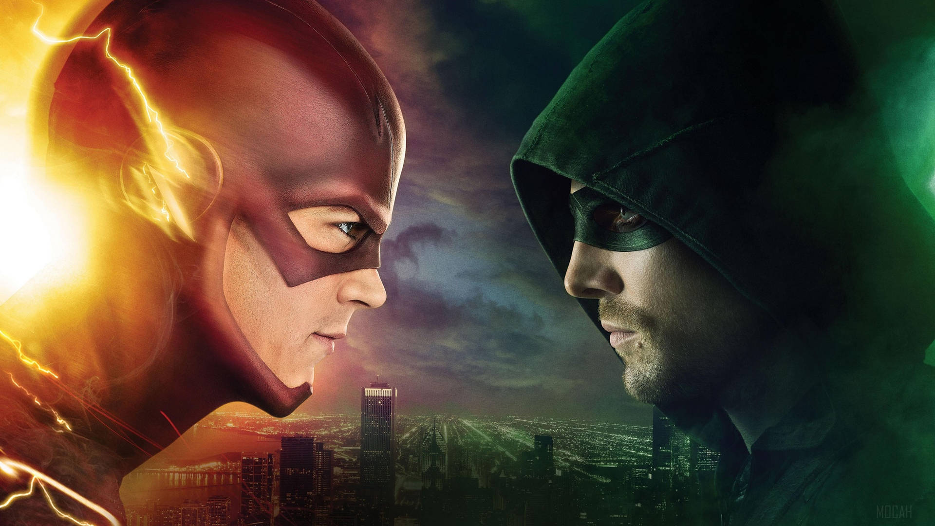 The Flash Movie Arrow Face To Face Background