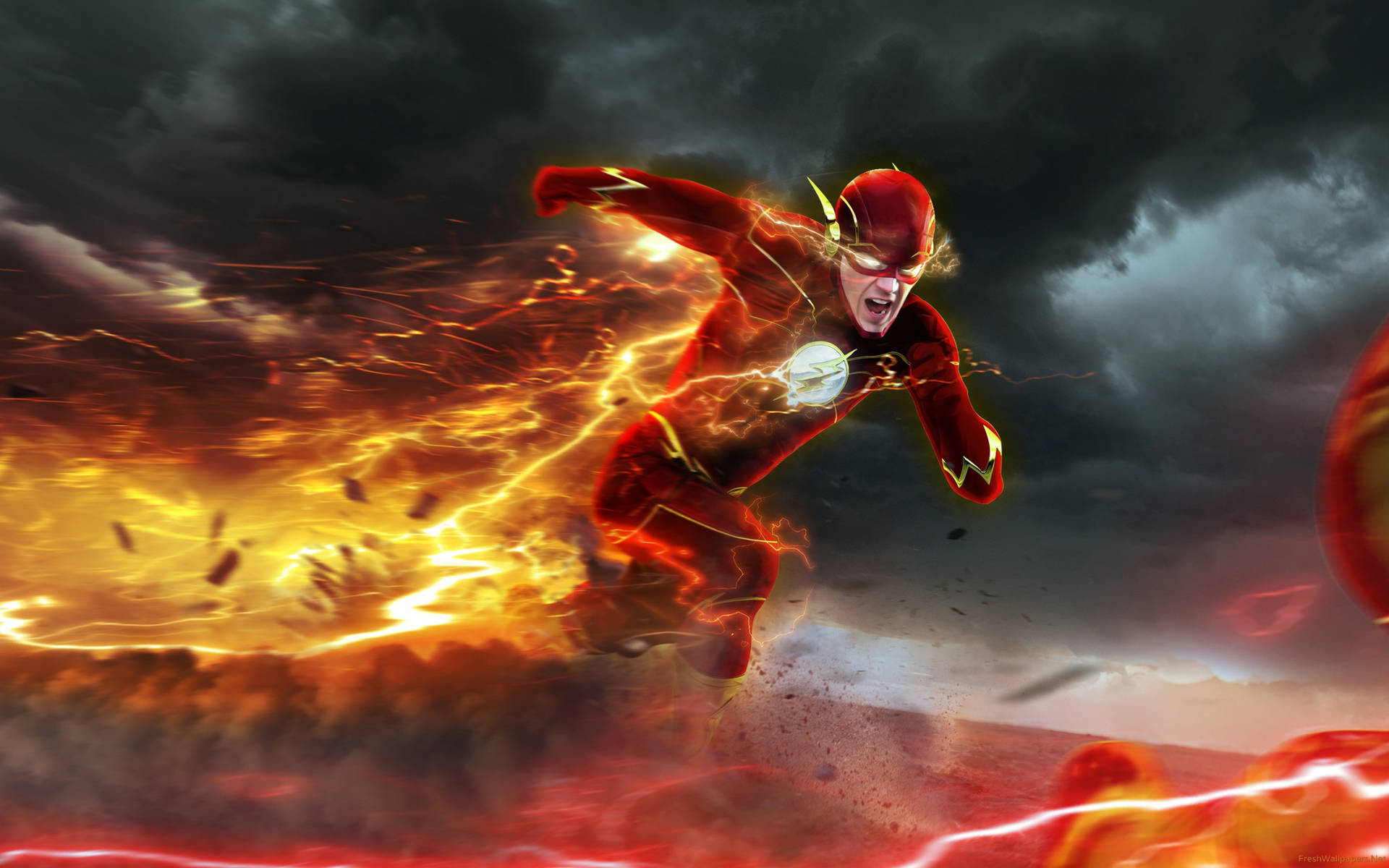 The Flash Running Fast With Trail