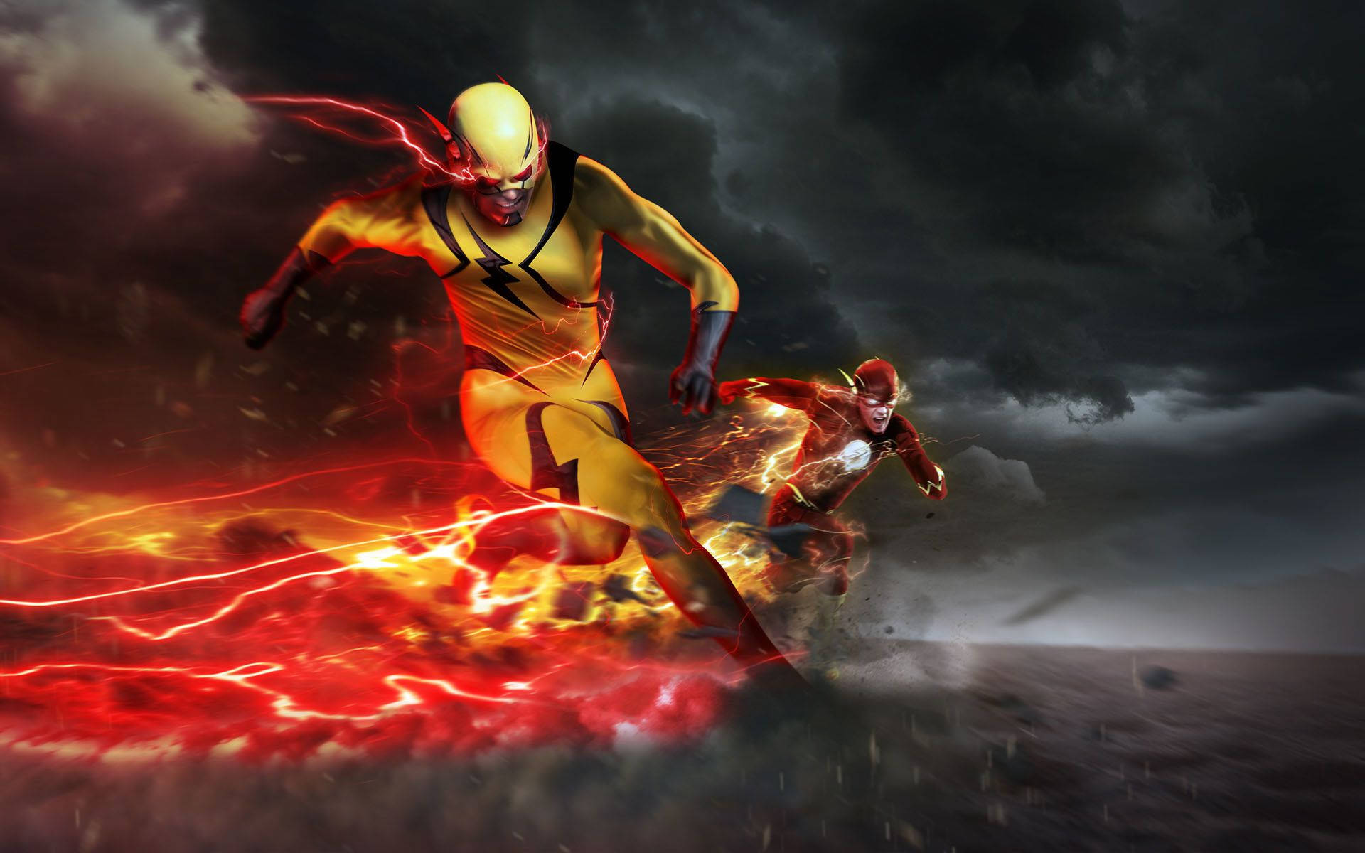 The Flash Running Reverse-flash Hd Background