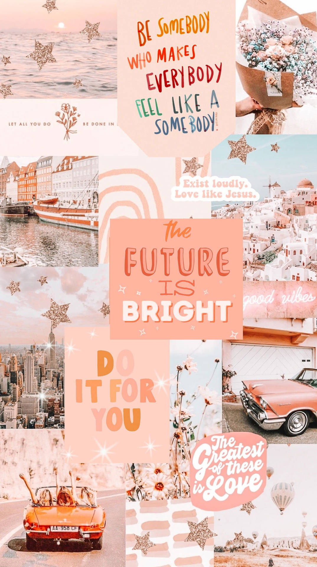 The Future Is Bright Peach Aesthetic Background