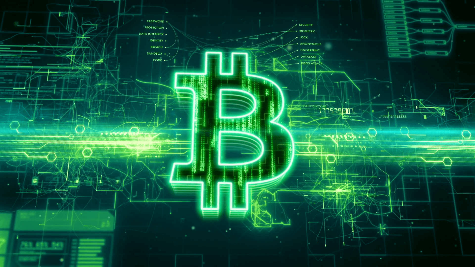 The Future Of Money - Glowing Bitcoin Background