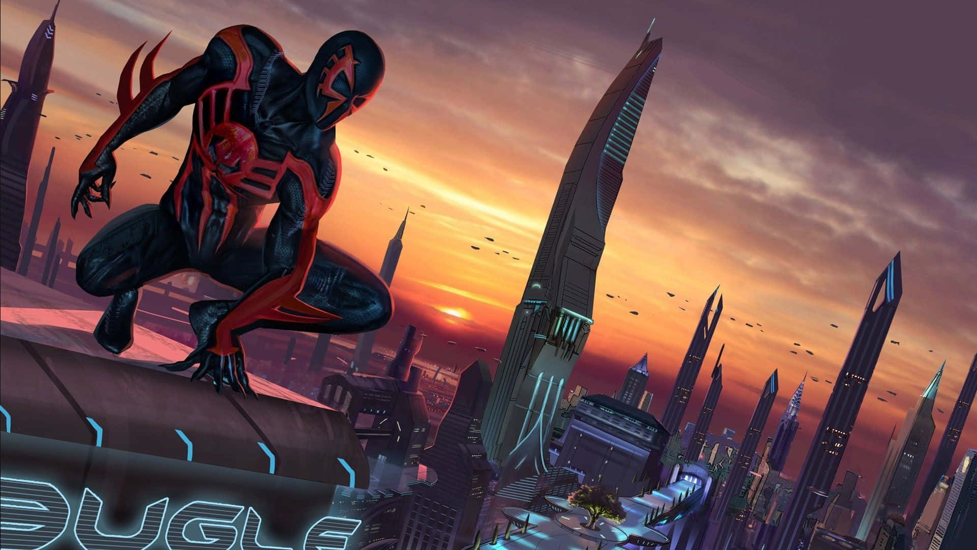 The Future Of Spider-man: Meet Spider-man 2099 In Action Background