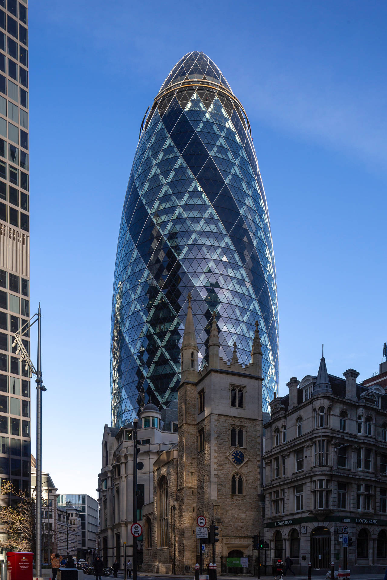 The Gherkin With Clear Blue Sky Background