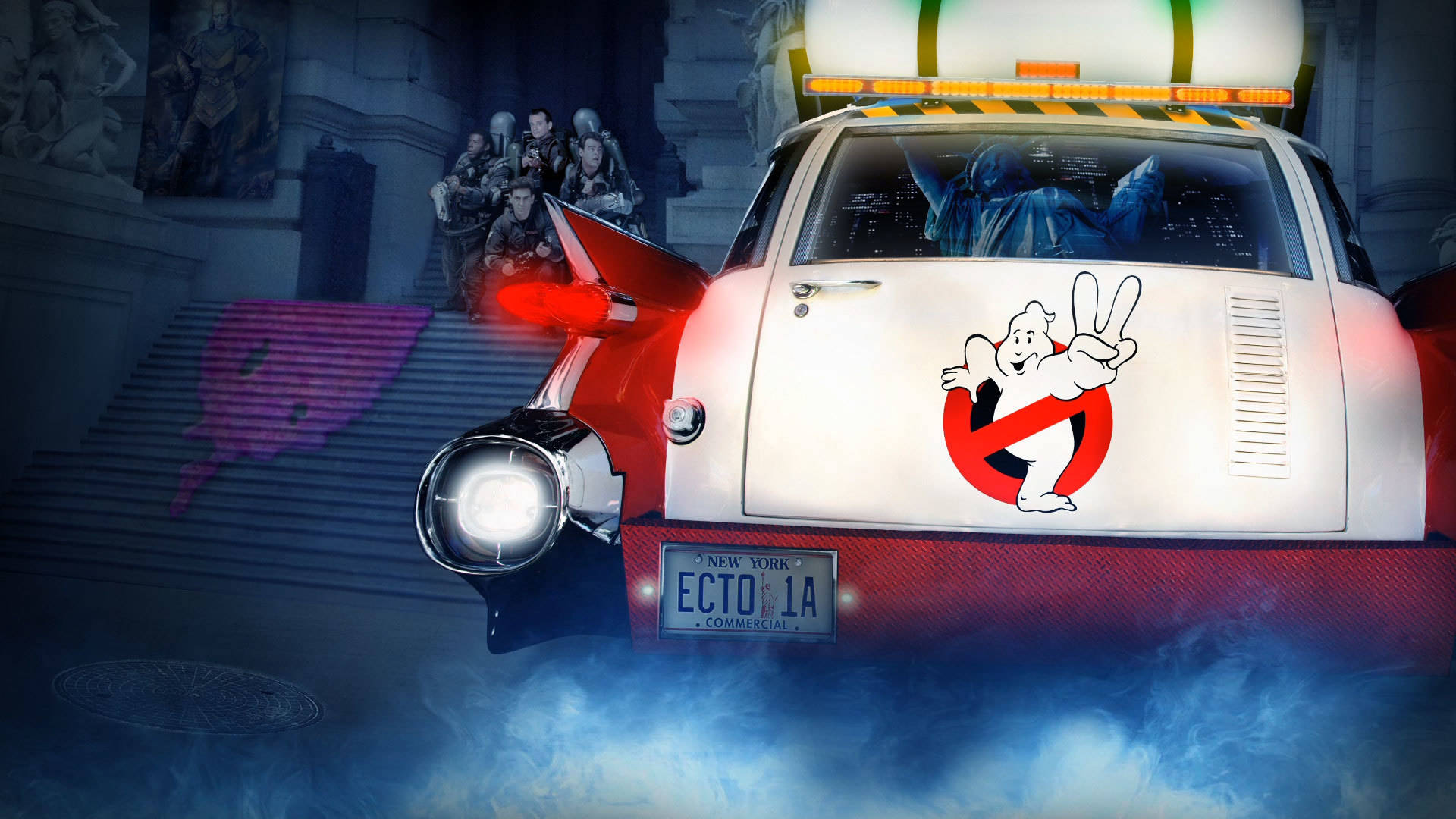 The Ghostbusters Put Their Ecto-1 To The Test In The Streets Of New York Background