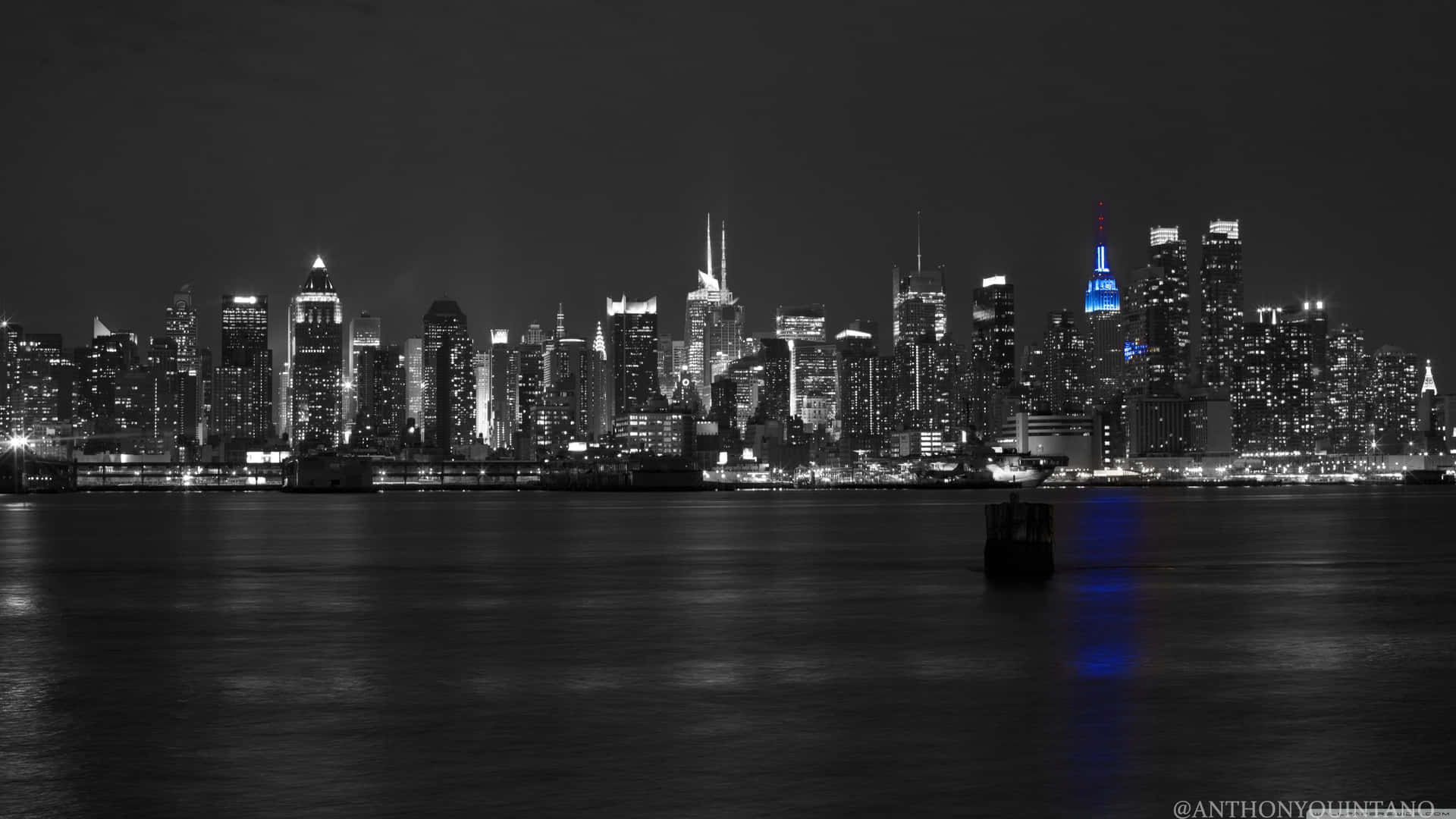 The Glorious New York City Skyline At Night Background