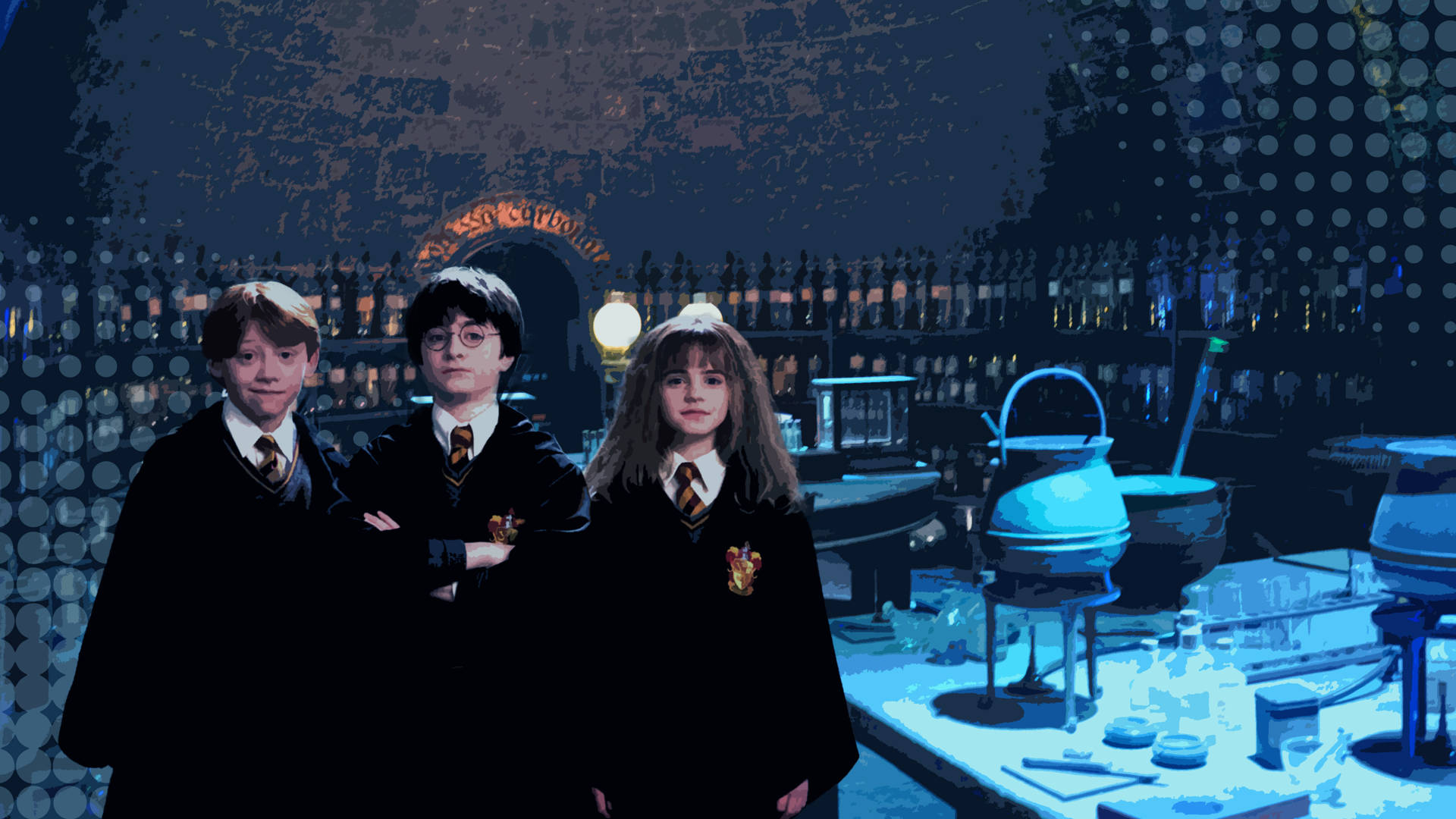 The Golden Trio Hogwarts Aesthetic Background