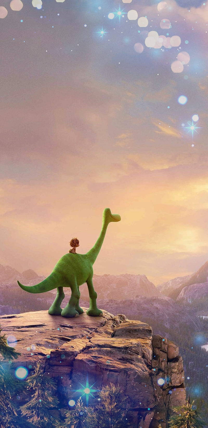 The Good Dinosaur And Spot On A Cliff Background