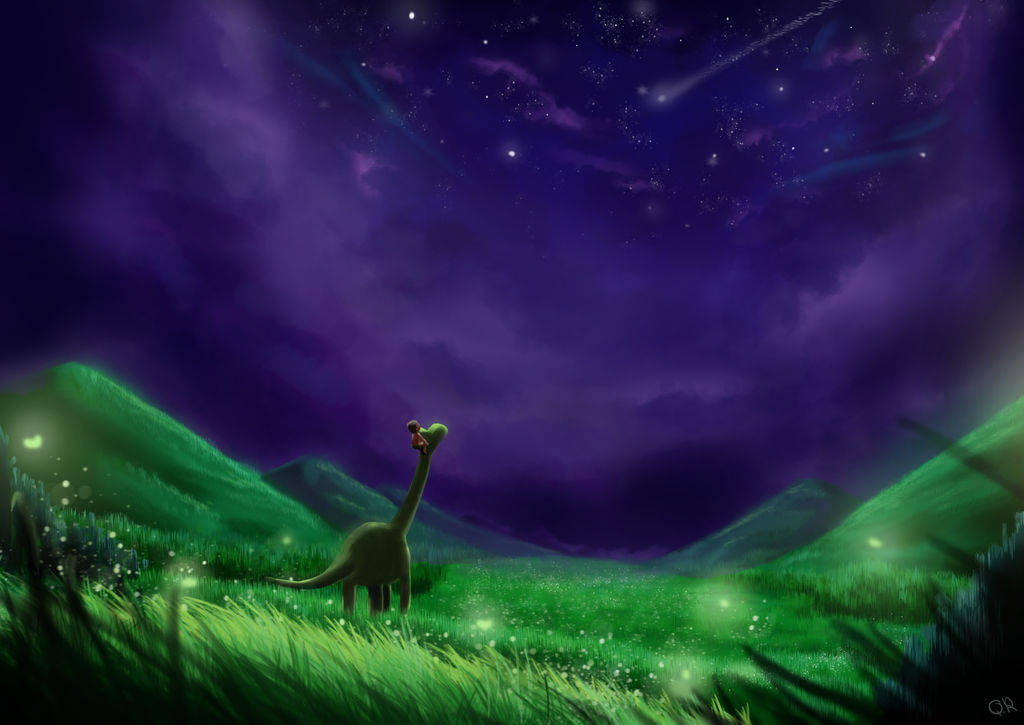 The Good Dinosaur Under The Night Sky Background