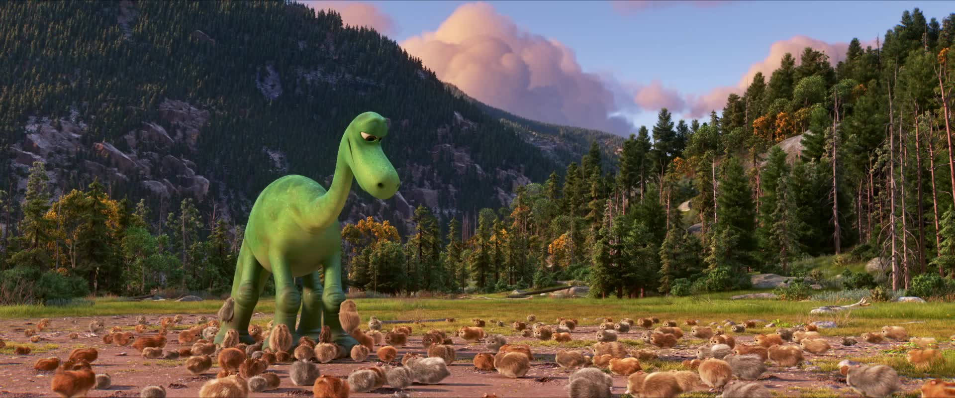 The Good Dinosaur With Squirrels Background