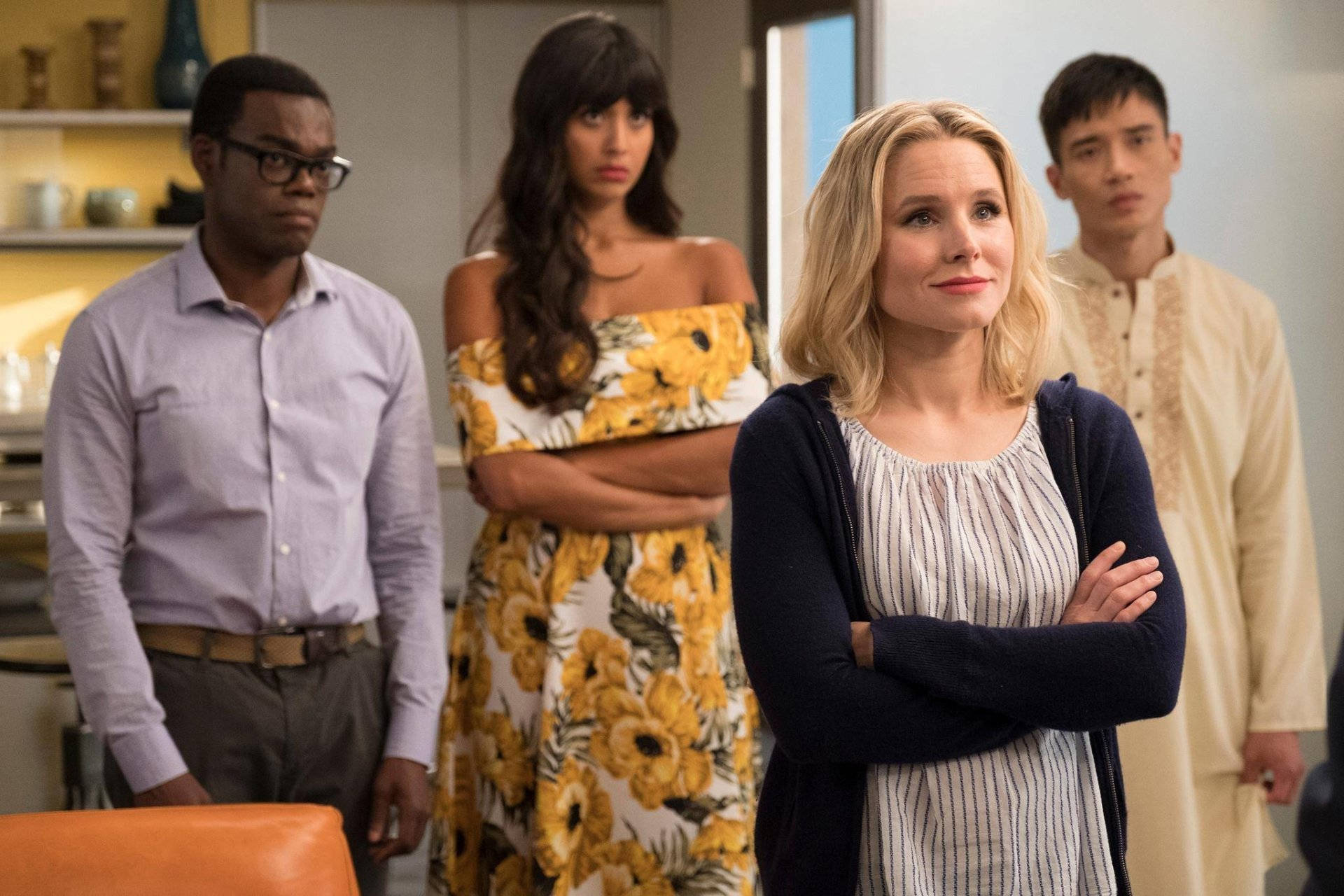 The Good Place Characters Confronting Someone