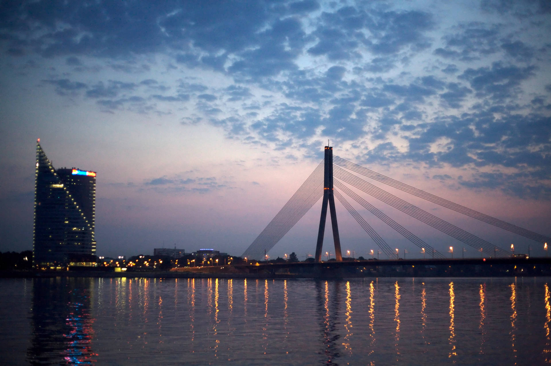 The Gorgeous Vansu Bridge In Riga Background