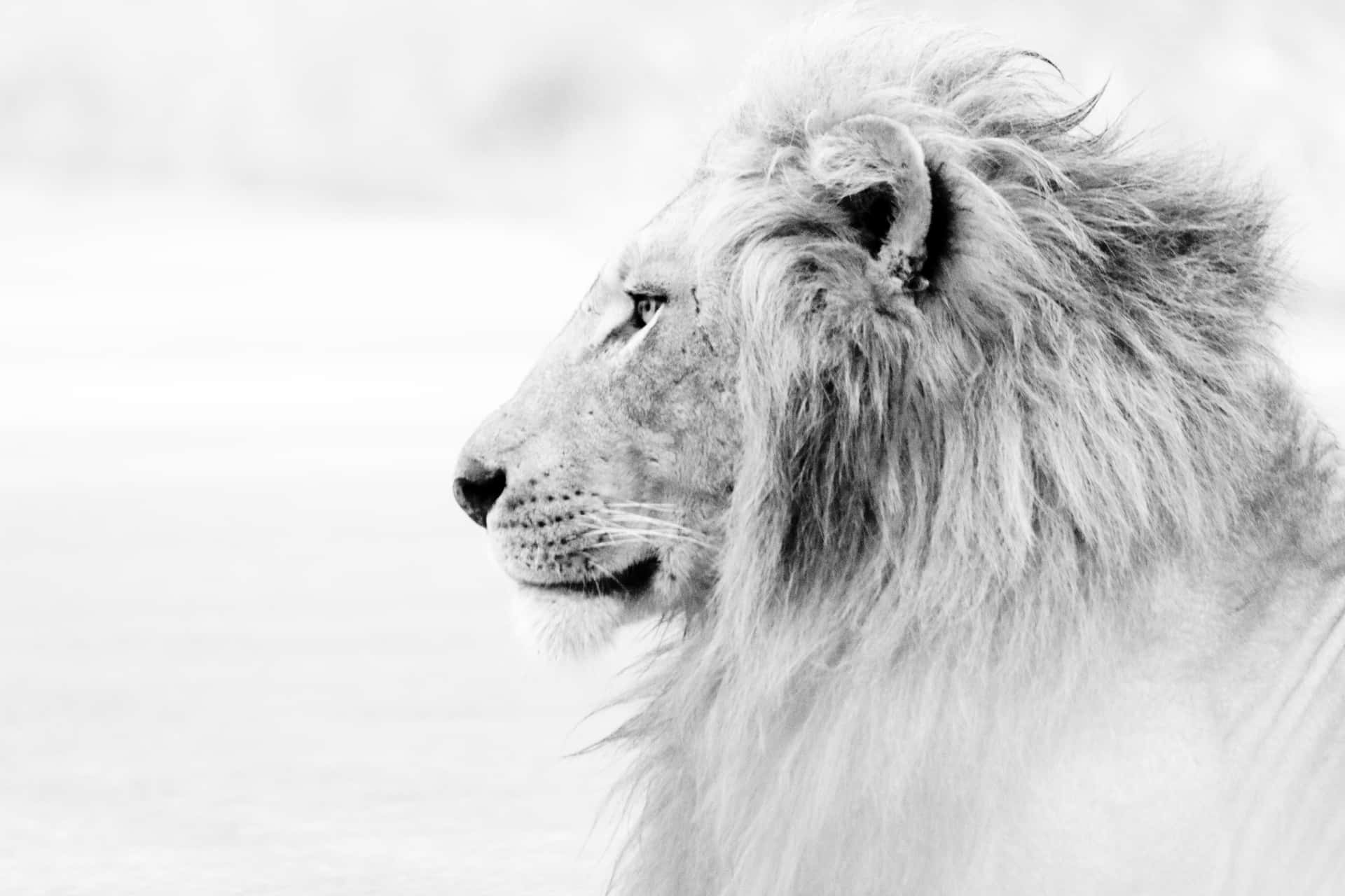 The Grace And Power Of A Majestic Black And White Lion Background