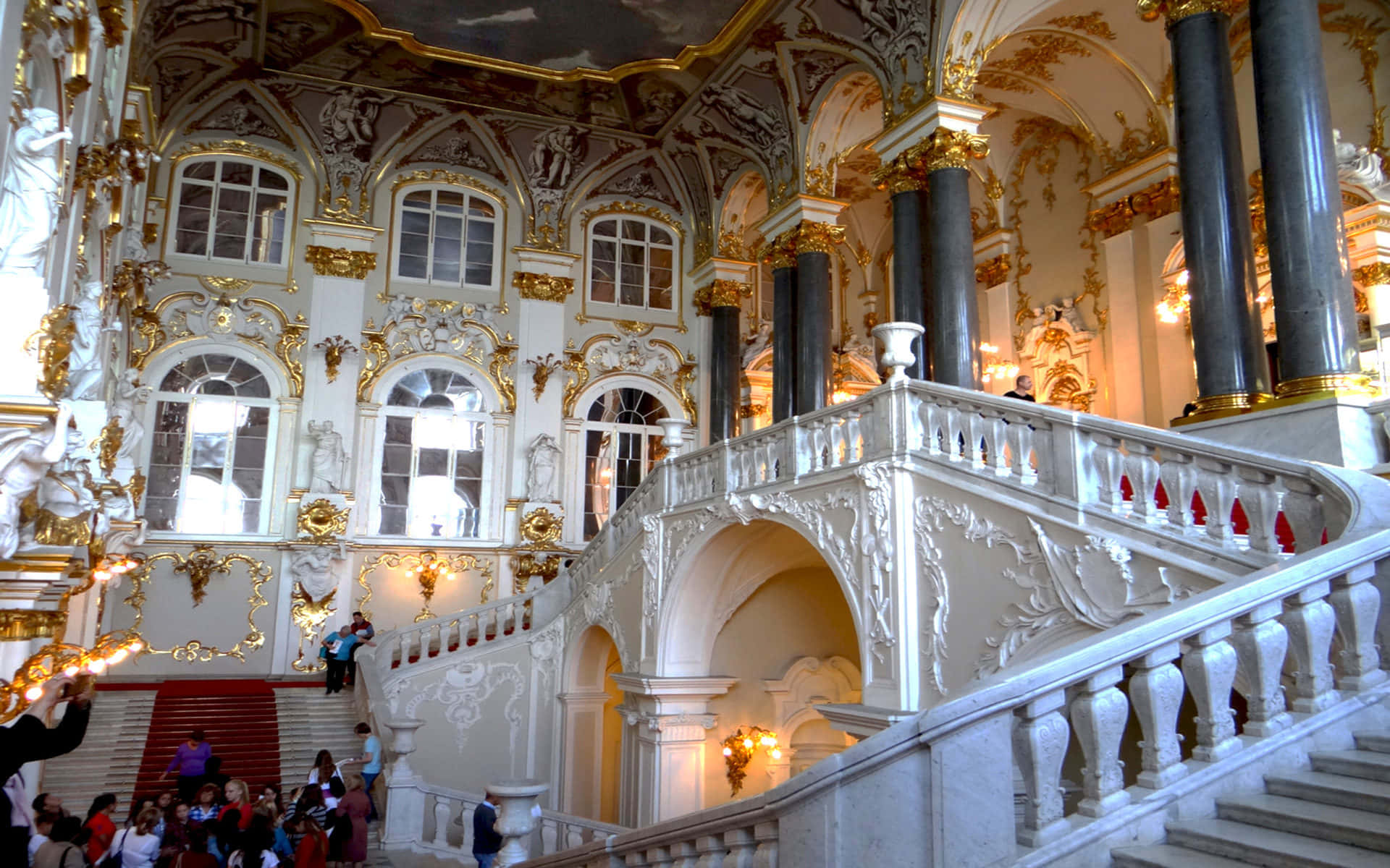 The Grandeur Of The Hermitage Staircase Background