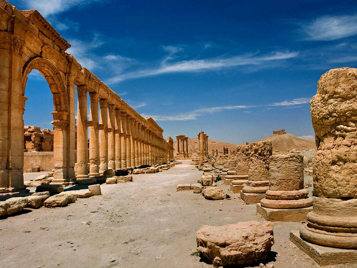 The Great Colonnade At Palmyra Background