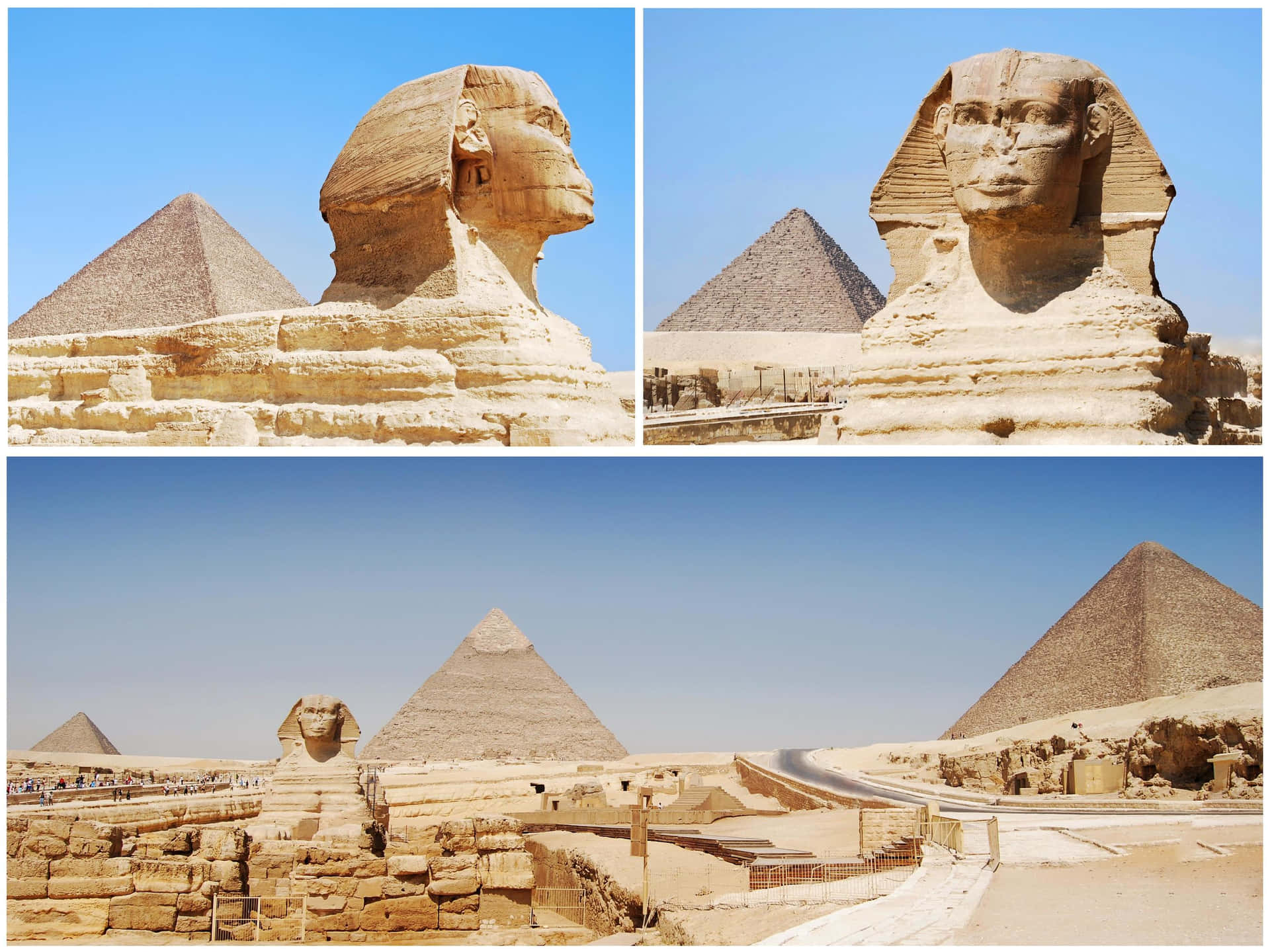 The Great Sphinx With A Perfect Pyramid Background