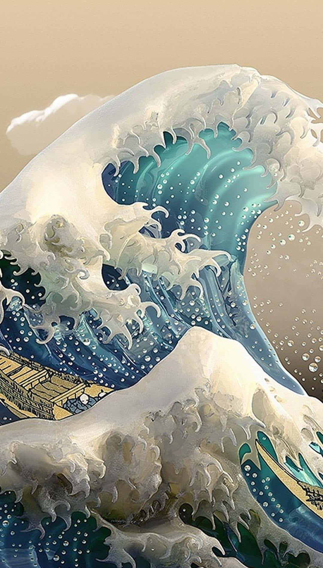 The Great Wave 3d Art Background