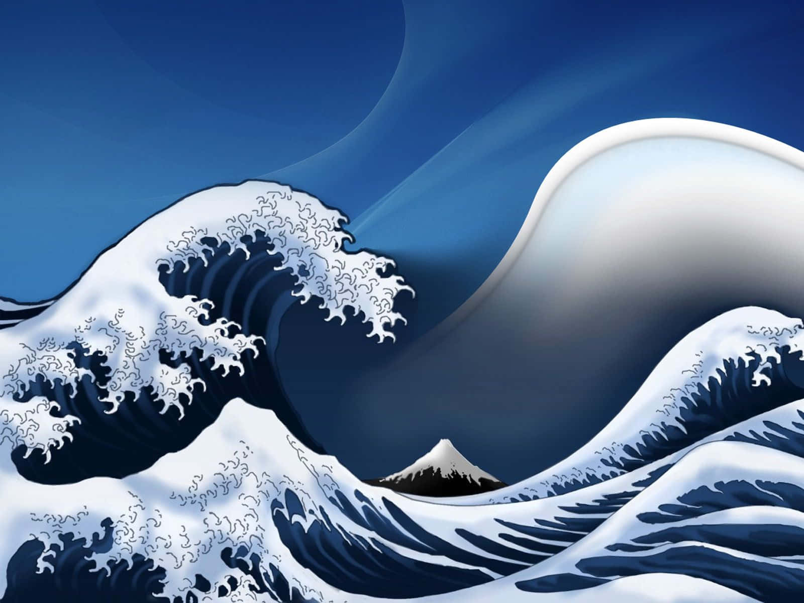 The Great Wave Blue Abstract Art Background