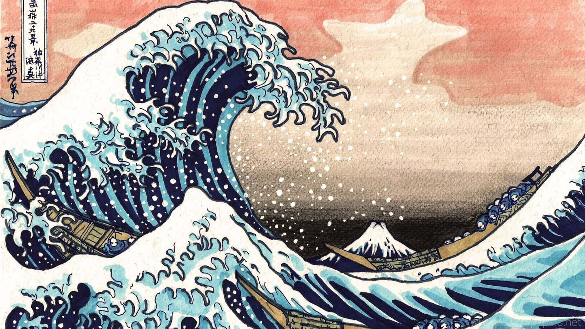 The Great Wave Of Kanagawa - A Iconic Woodblock Print By Katsushika Hokusai Background