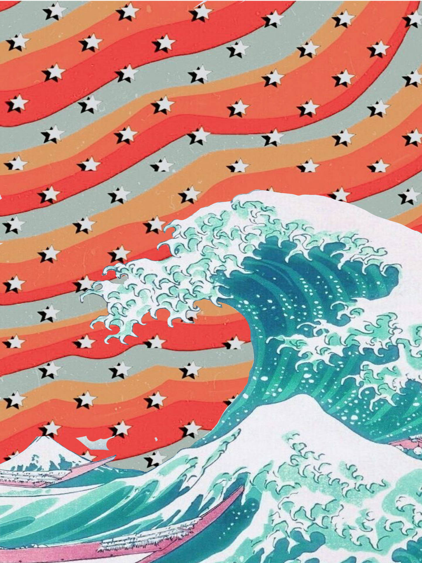 The Great Wave Of Kanagawa Hippie Aesthetic Background