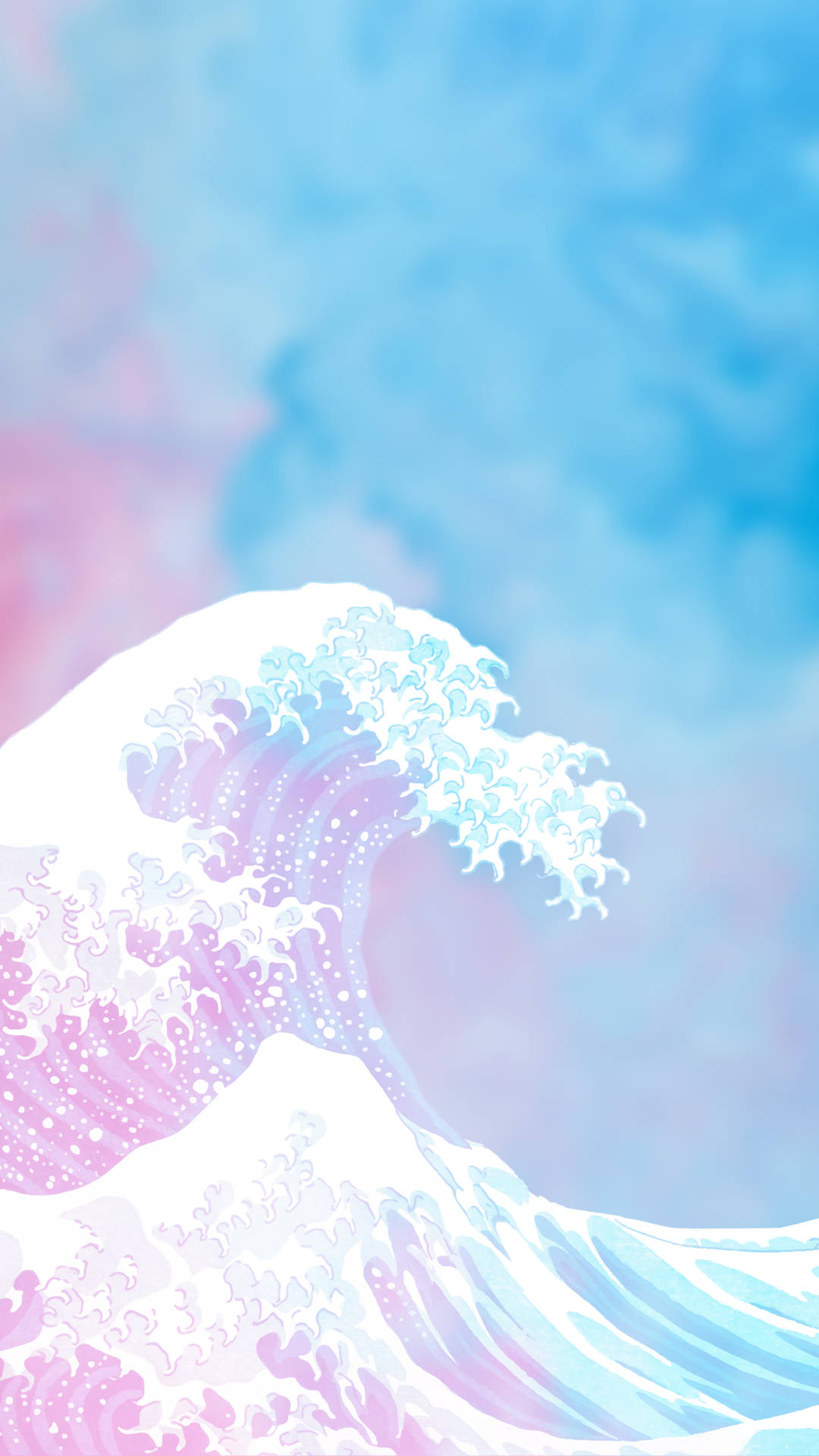 The Great Wave Pastel Minimalist Background