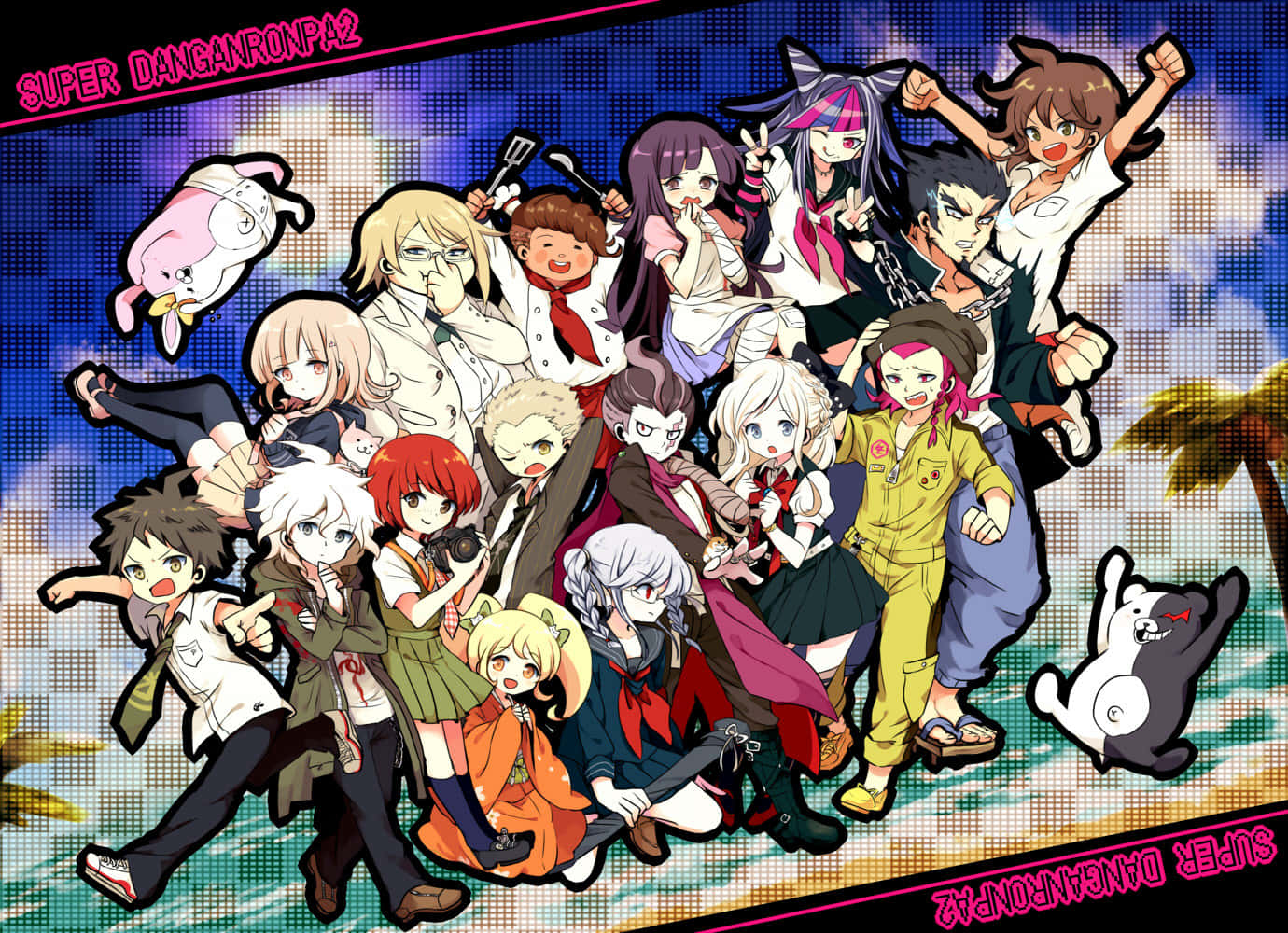 The Group Of Anime Characters Are Posing For A Picture Background