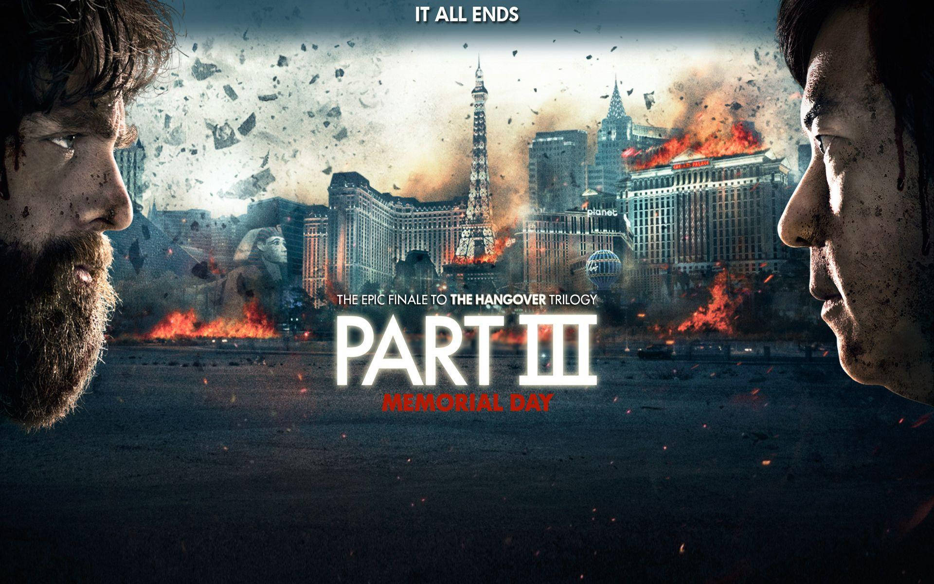 The Hangover Part Iii Movie Poster Featuring Alan Vs Leslie Chow Background