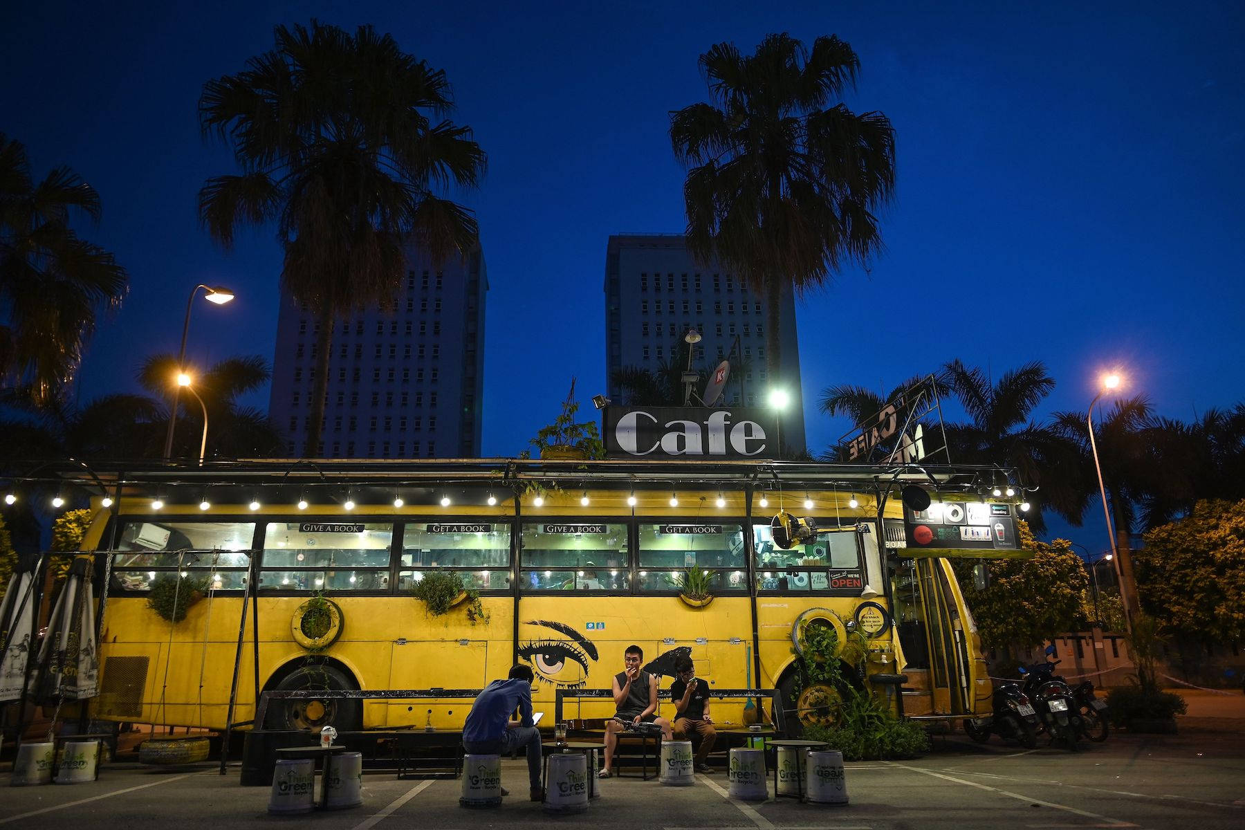 The Hanoi Cafe Bus Background