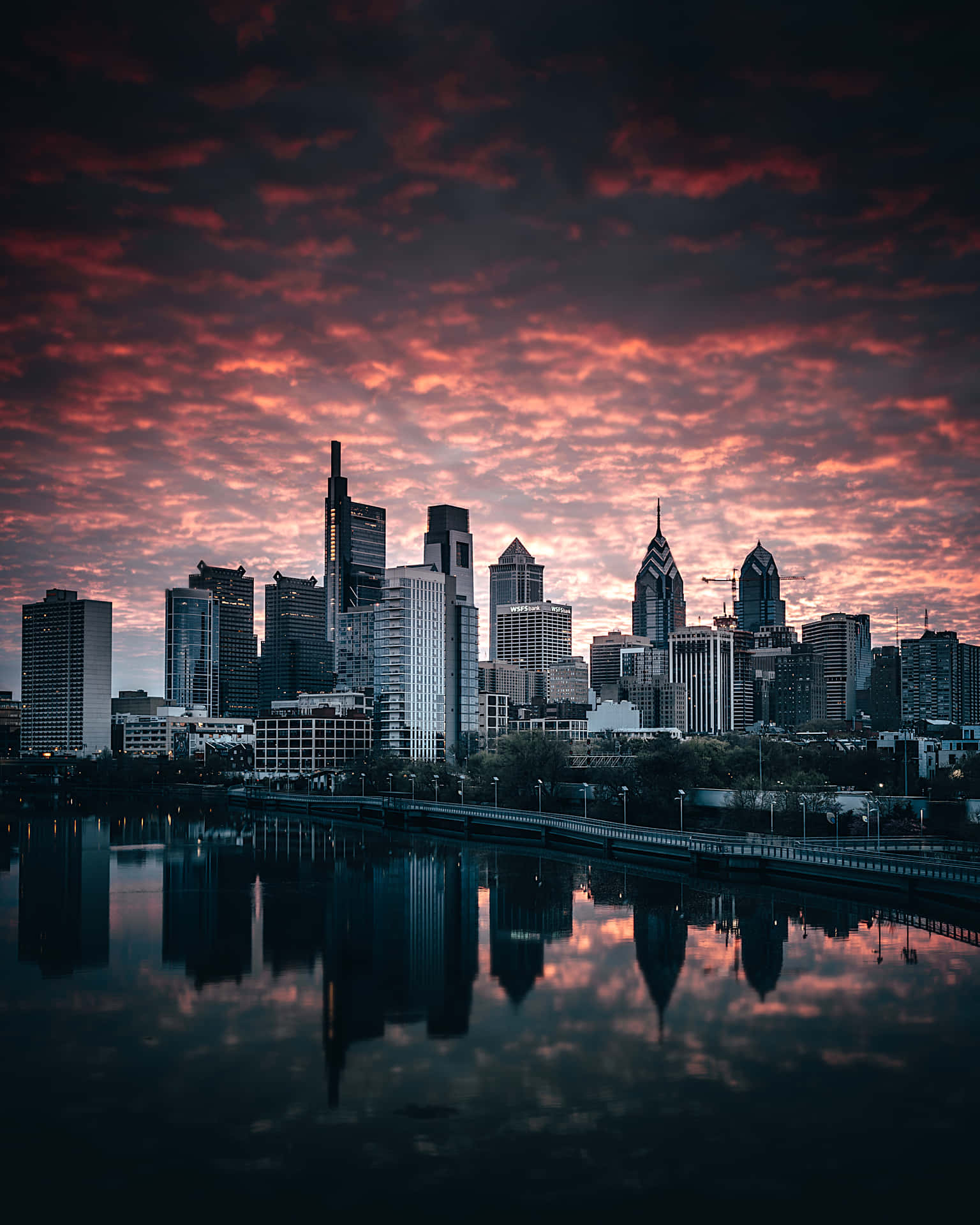 The Heart Of Philadelphia Shines In The Night Background