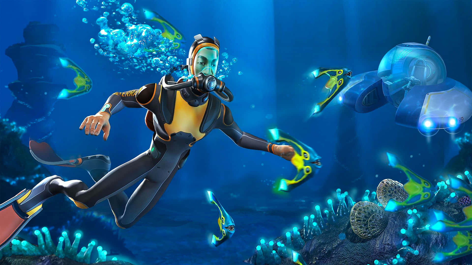 The Hidden Depths Of The Alien World Of Subnautica 4k Background