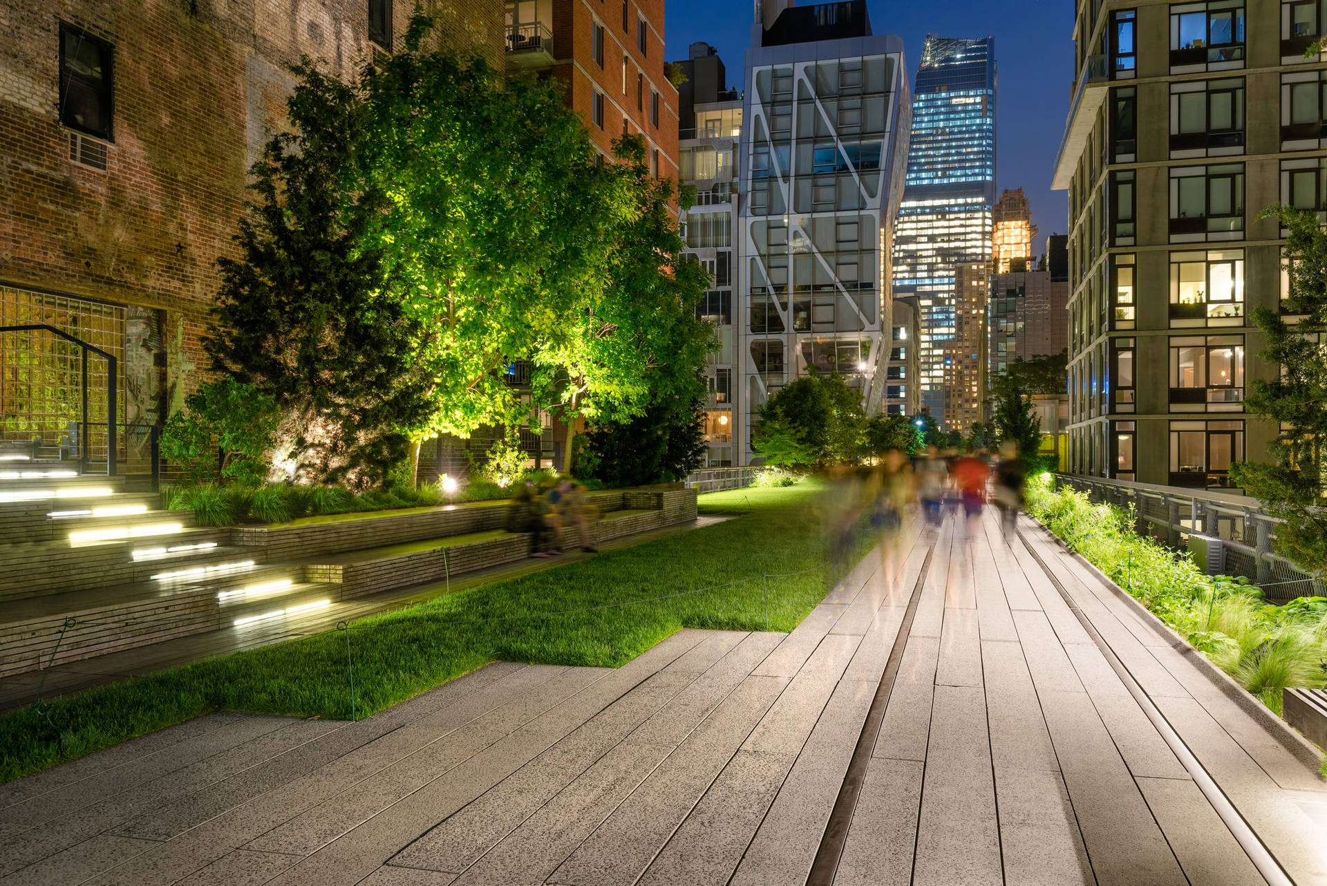 The High Line Park During Night Background