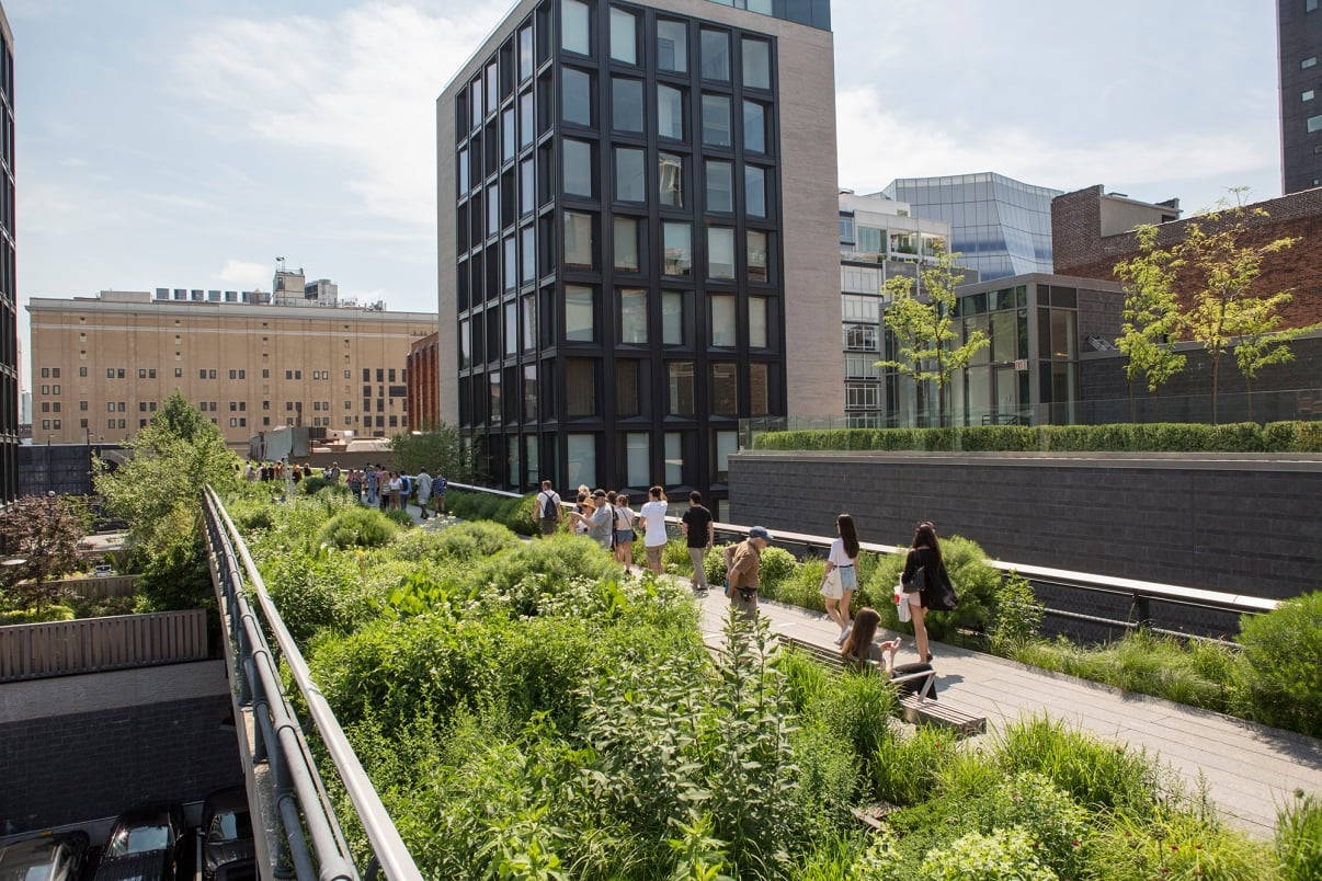 The High Line Park Tourists Around Background